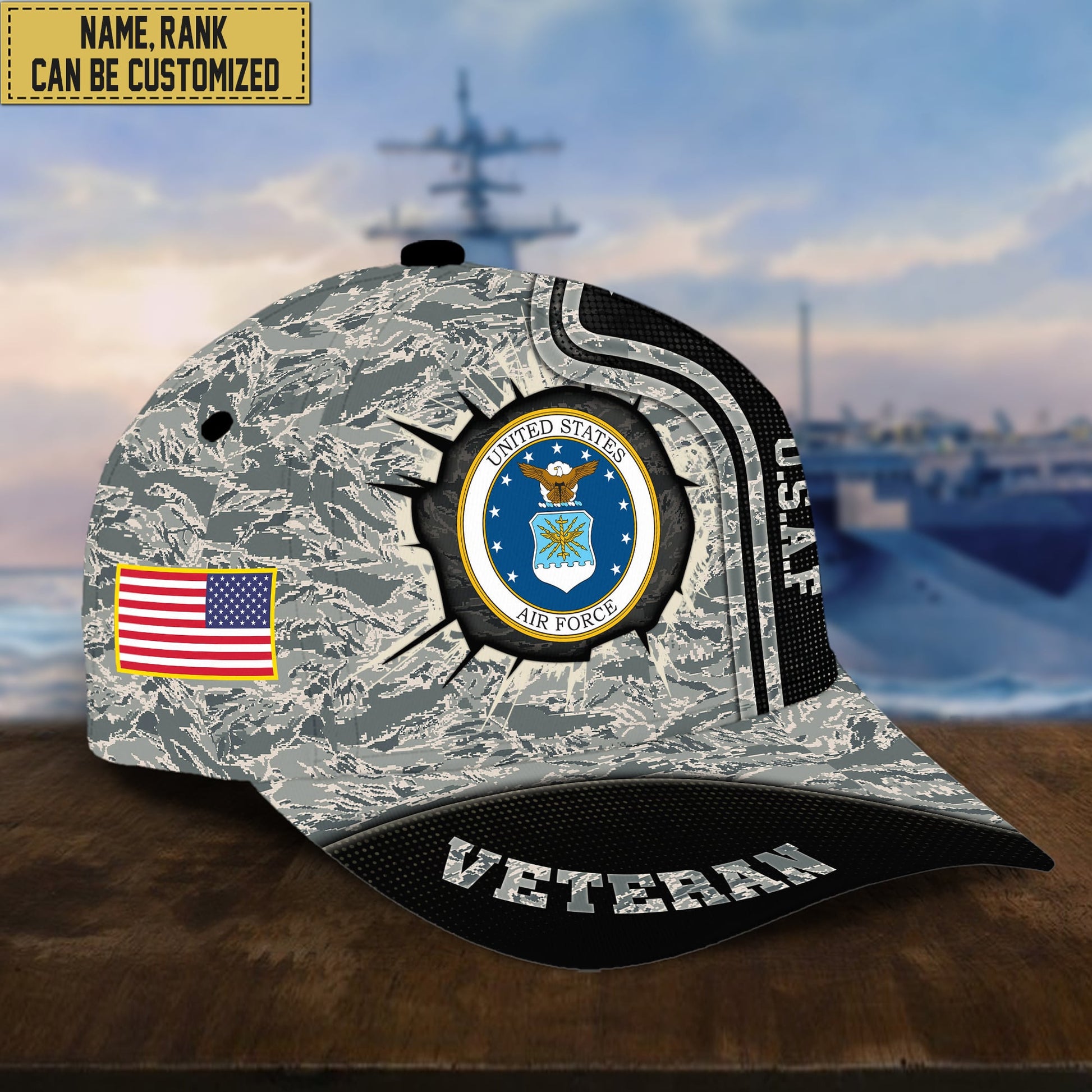 Personalized USAF Hat - Custom Name, Rank, Gift For US Air Force Veteran Cap VPVC002004