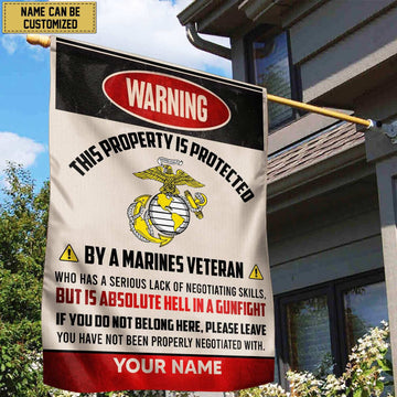 USMC Veteran Custom Name American Flag, Gift For Marine Veteran Garden Flag - House Flag VPVC103103