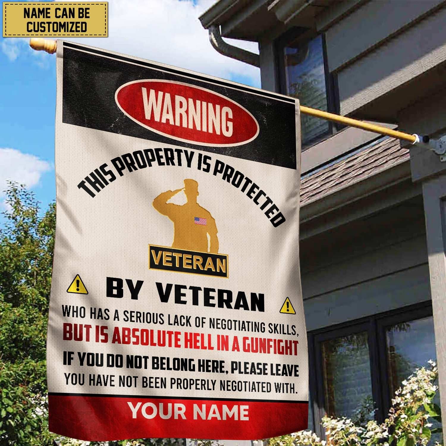 US Veteran Custom Name American Flag, Gift For US Veteran Garden Flag - House Flag VPVC103107