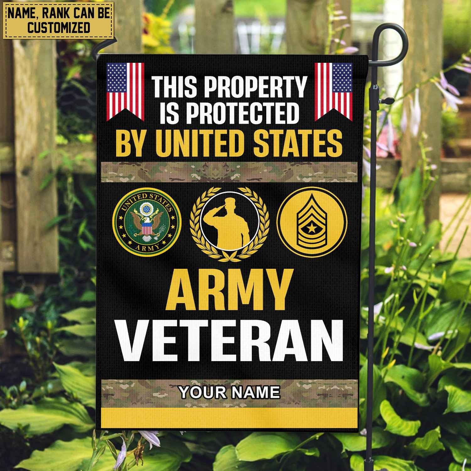 US Army Veteran Personalized American Flag, Gift For Army Veteran, US Veteran Grommet Flag, Garden Flag, House Flag VPVC103601