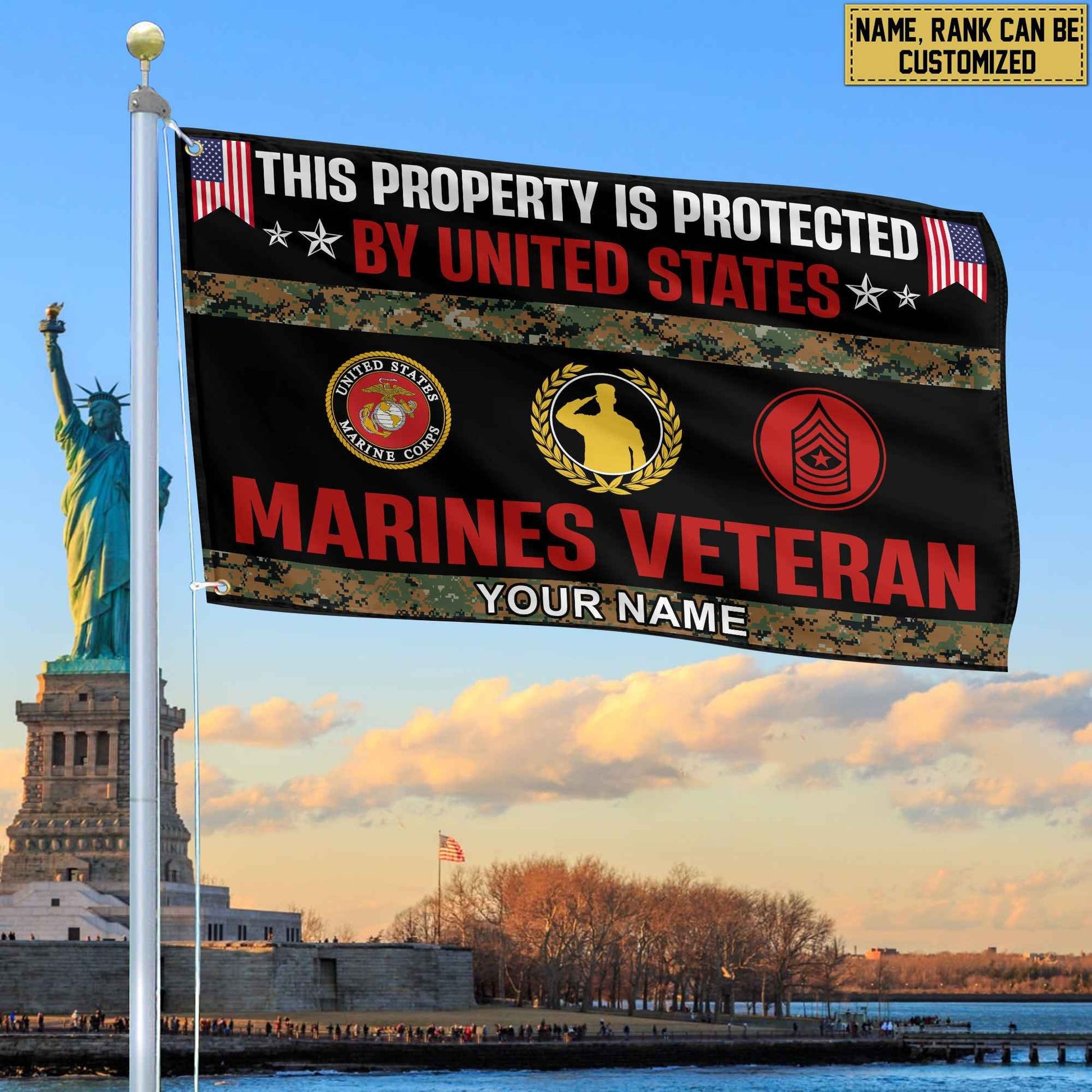 USMC Veteran Personalized American Flag, Gift For Marine Veteran, US Veteran Grommet Flag, Garden Flag, House Flag VPVC103603