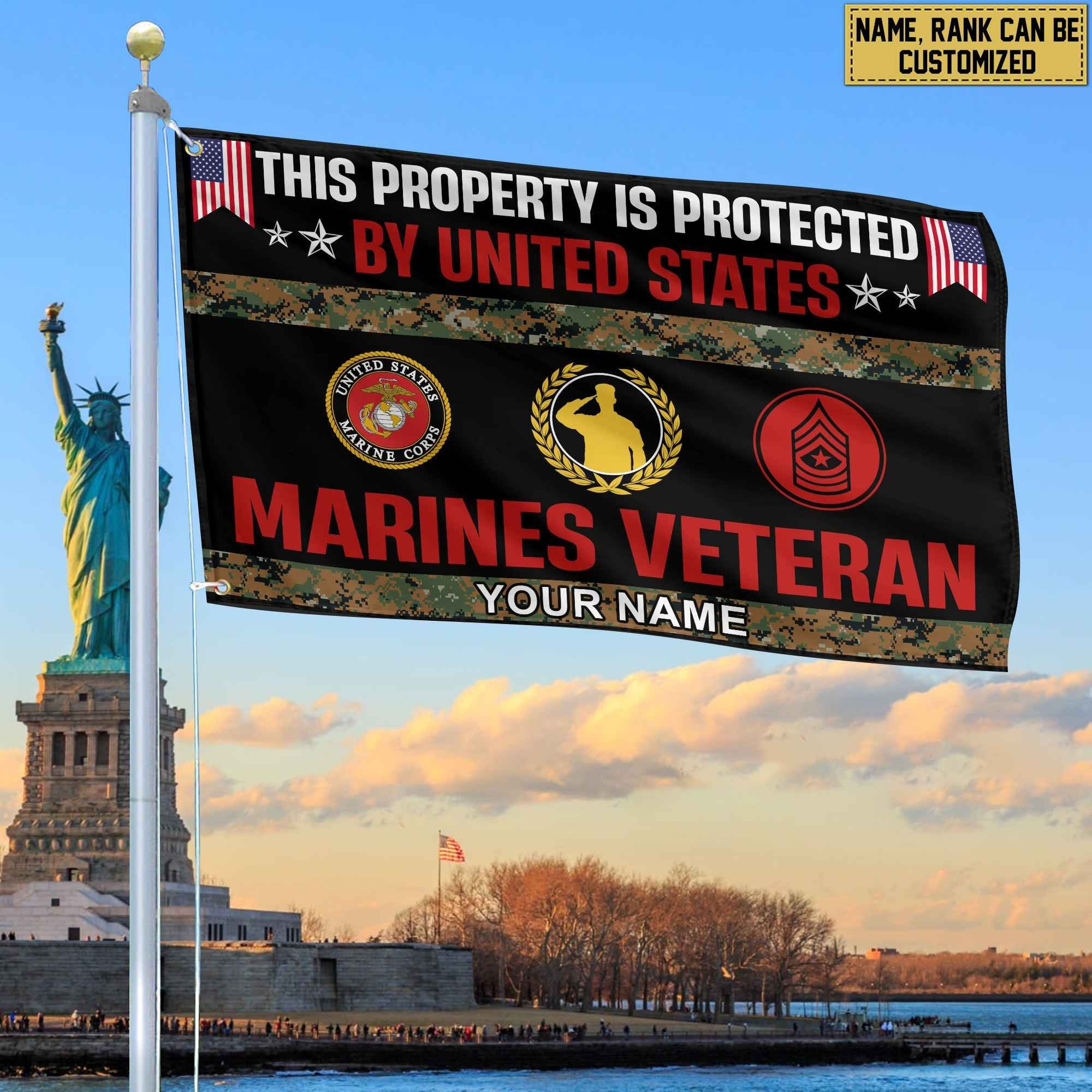 USMC Veteran Personalized American Flag, Gift For Marine Veteran, US Veteran Grommet Flag, Garden Flag, House Flag VPVC103603