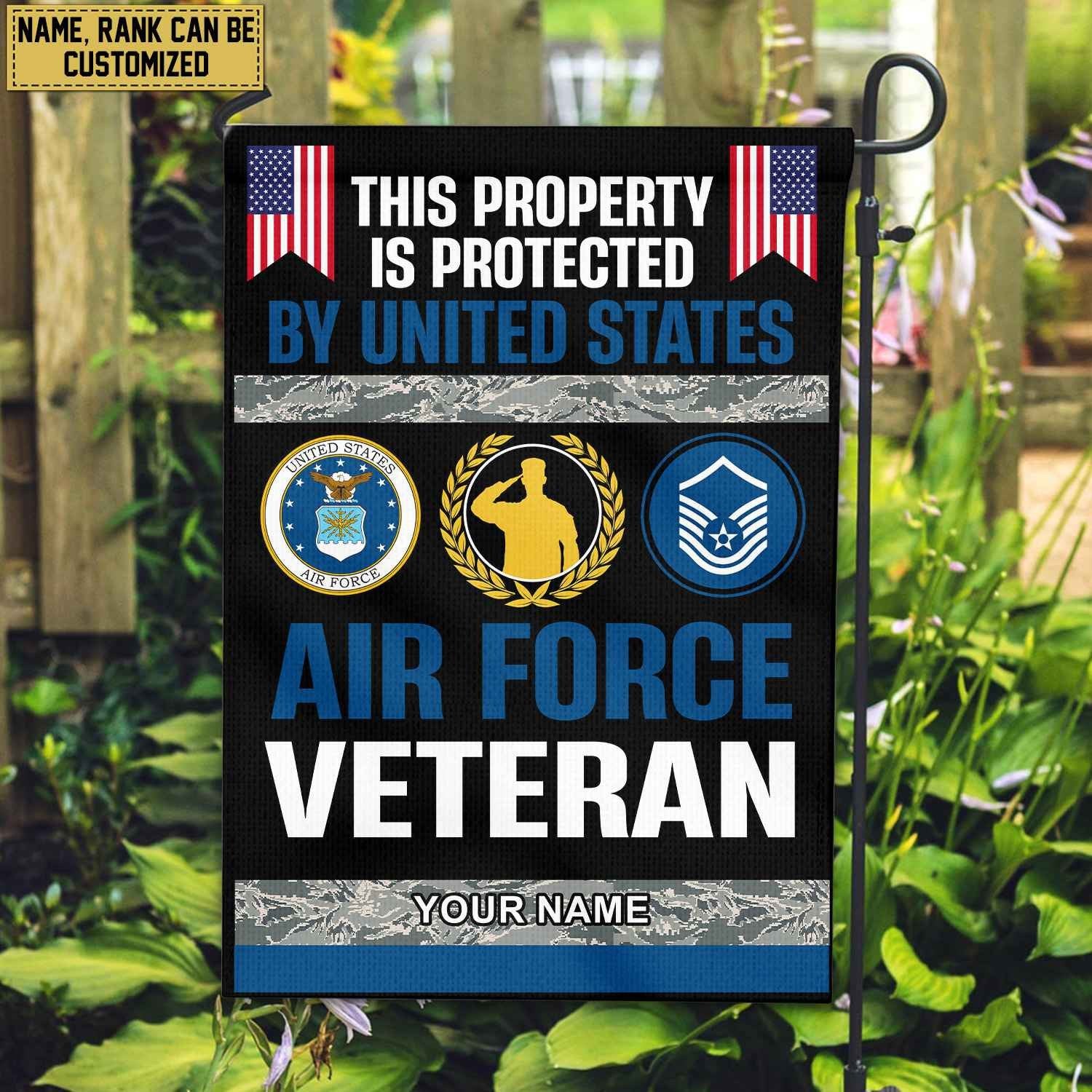 USAF Veteran Personalized American Flag, Gift For Air Force Veteran, US Veteran Grommet Flag, Garden Flag, House Flag VPVC103604