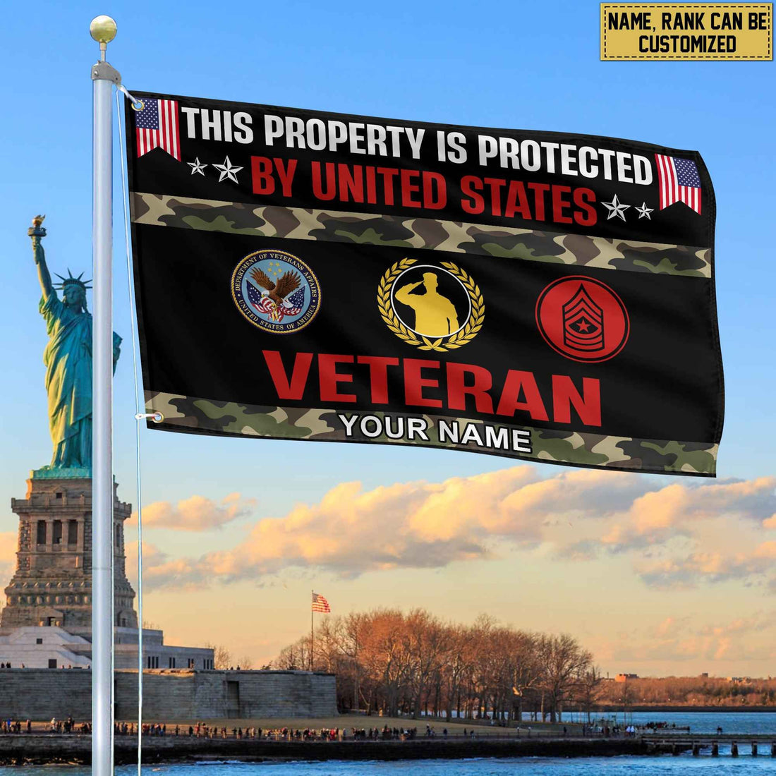 US Veteran Personalized American Flag, Gift For US Veteran, US Veteran Grommet Flag, Garden Flag, House Flag VPVC103607