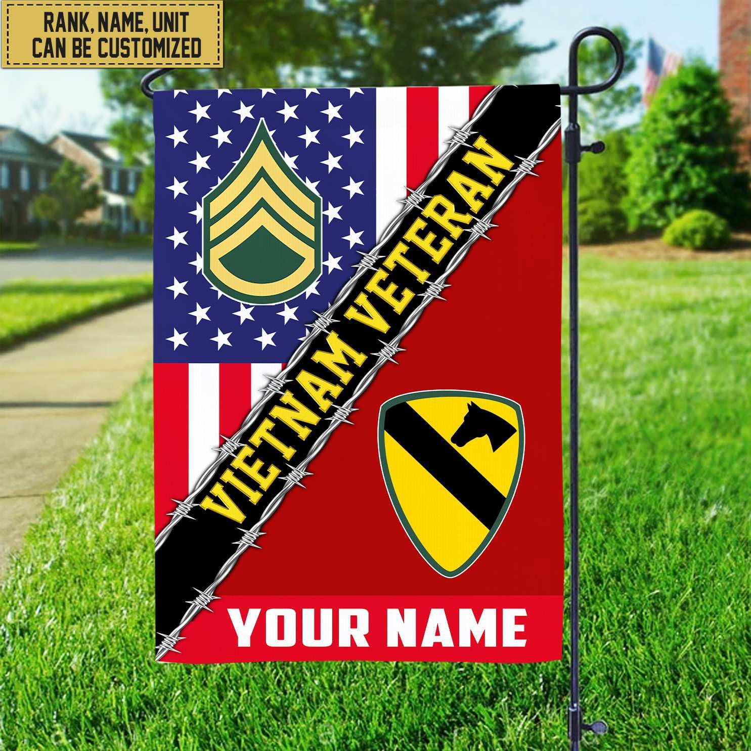 Premium Custom Name, Rank, Unit Vietnam Veteran Flag, Gift For Vn Veteran Garden Flag - House Flag VPVC104006