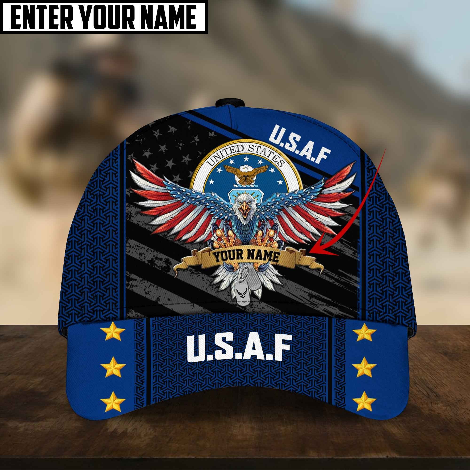 Multiple Color American Veteran Personalize Name Cap PVC091002