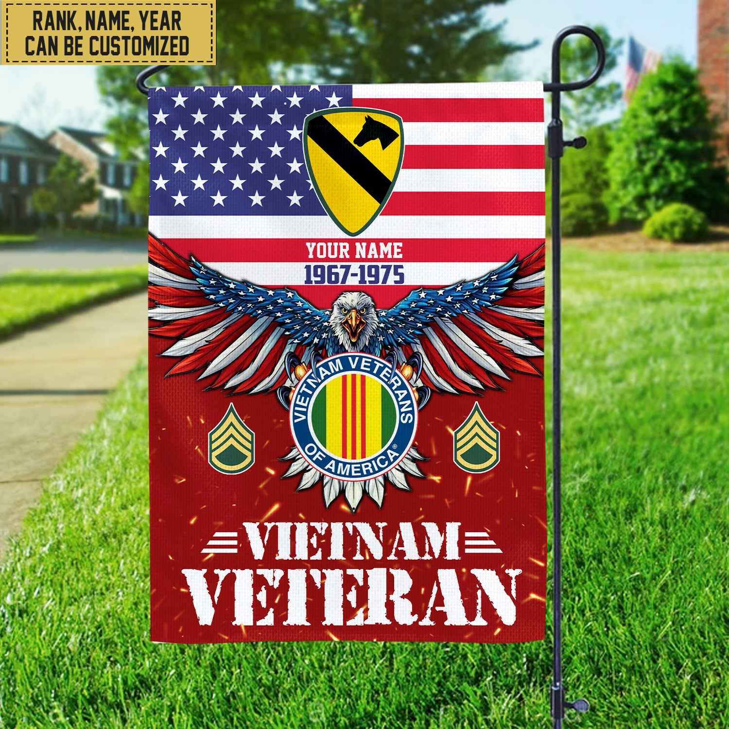 Vietnam Veteran Flag, Custom Name, Rank, Unit Gift For Vietnam Veteran Garden Flag - House Flag VPVC104406