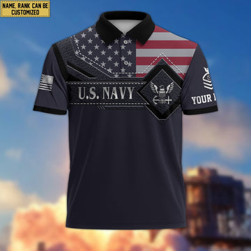 US Navy Polo Shirt, Custom Name, Rank VPVC200002