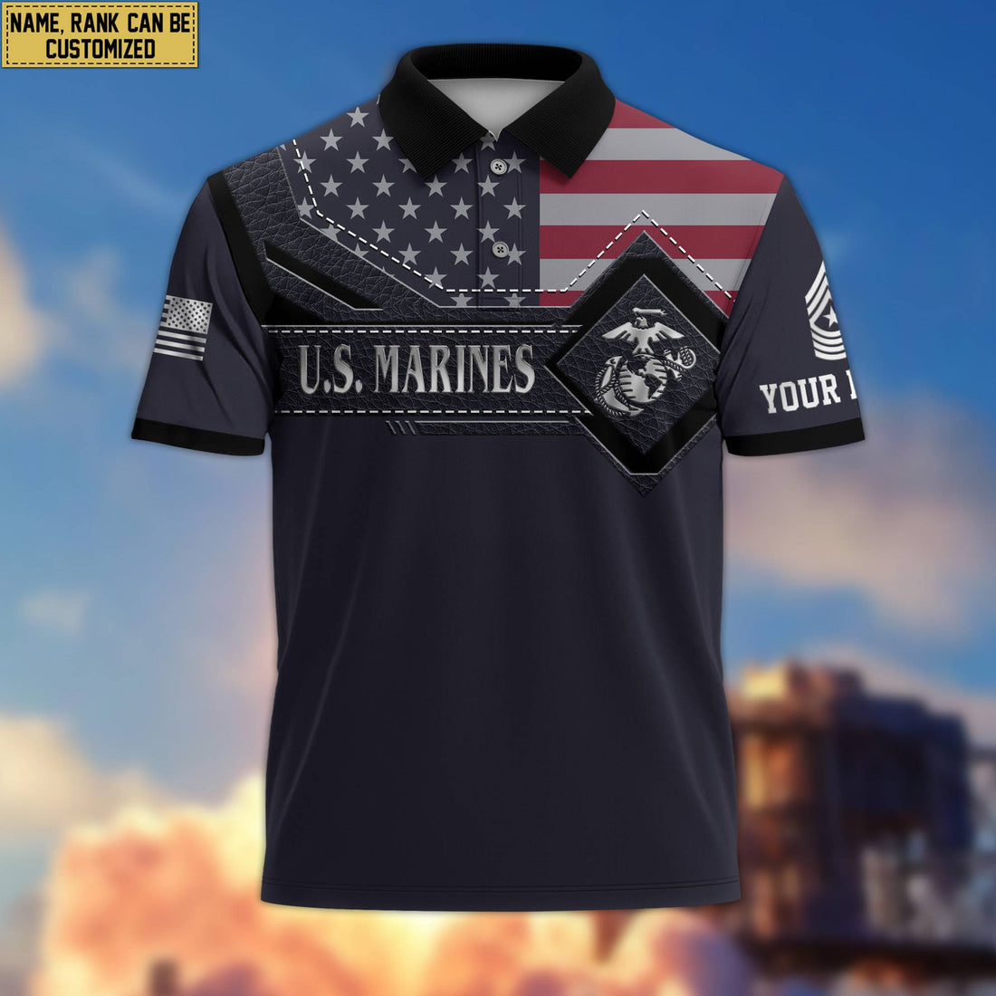 USMC Polo Shirt, Custom Name, Rank, Gift For Marine Veteran VPVC200003