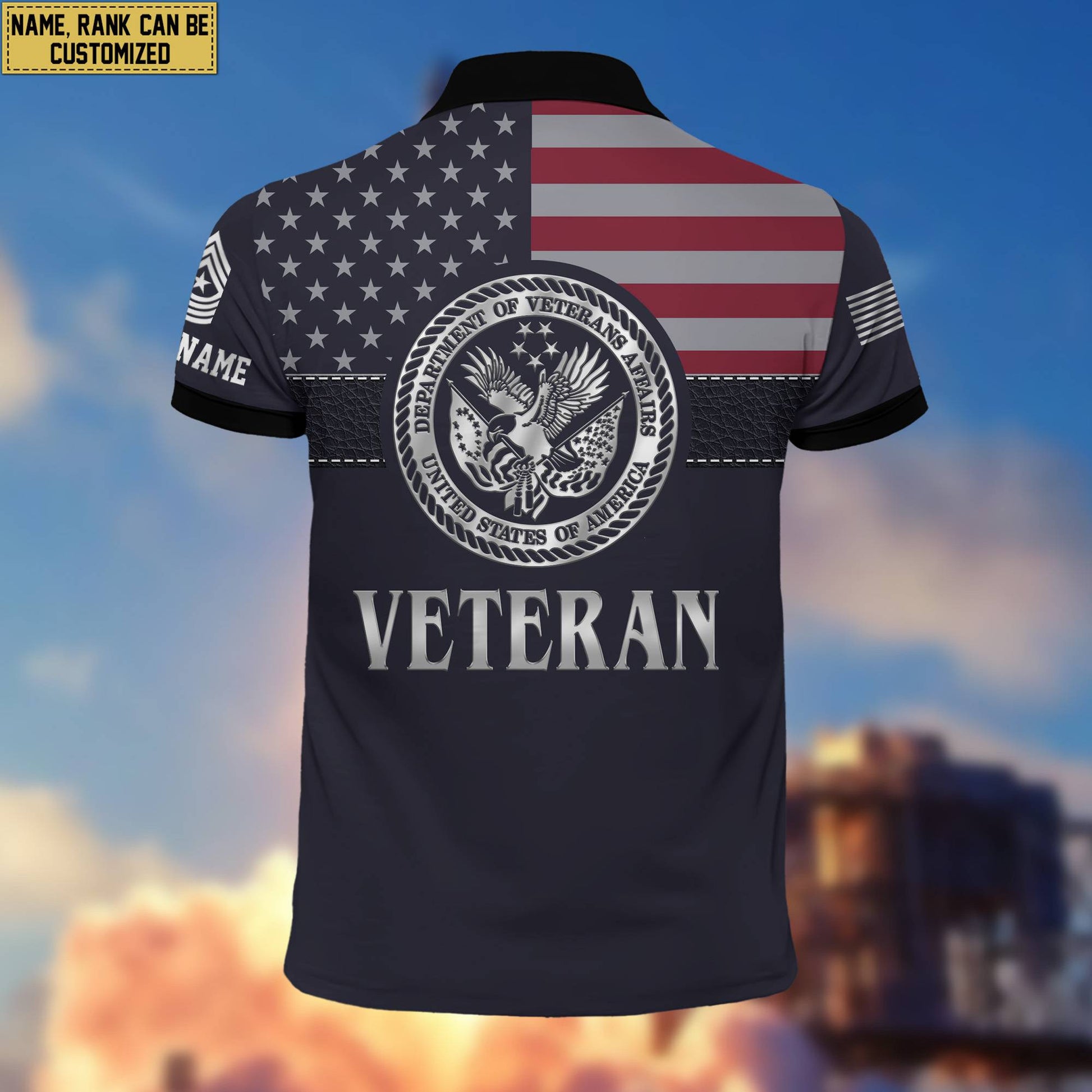 US Veteran Polo Shirt, Custom Name, Rank, Gift For US Veteran VPVC200007