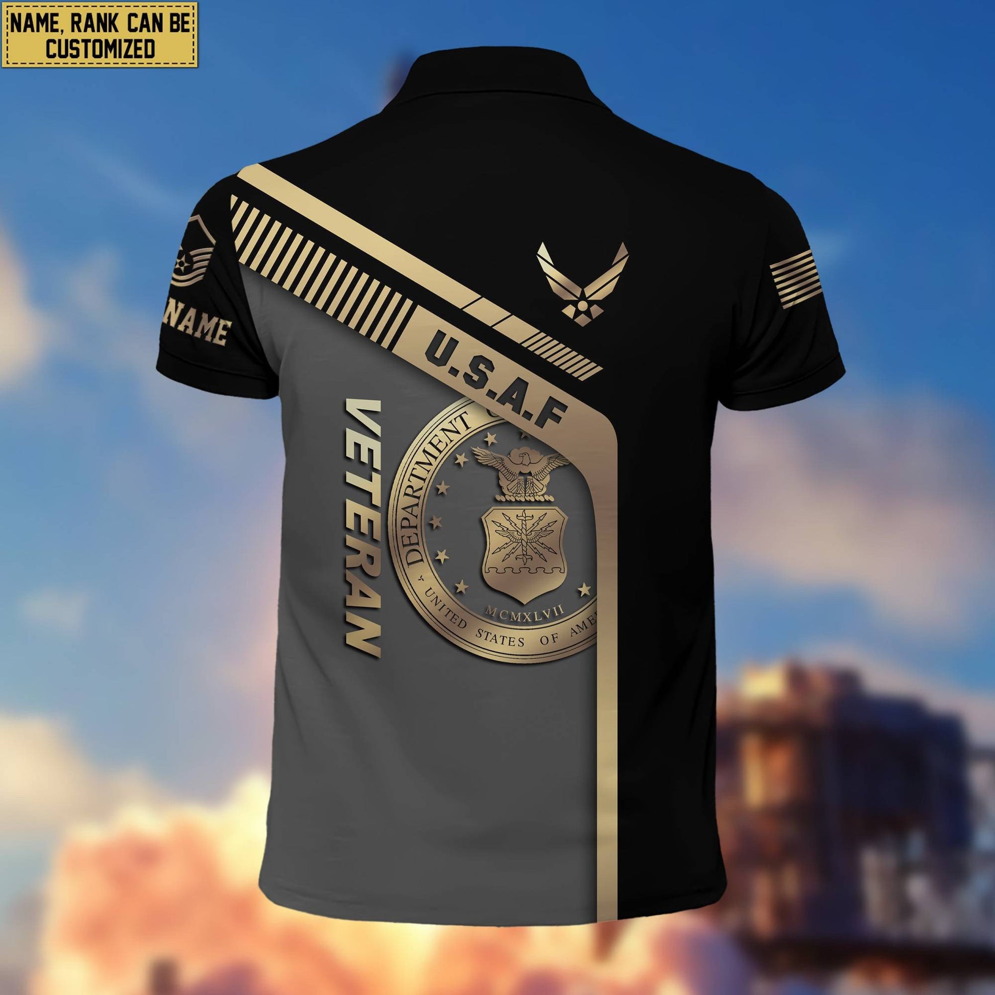 USAF Veteran Personalized Short Sleeve Polo Shirt, Gift For Air Force Veteran VPVC200204