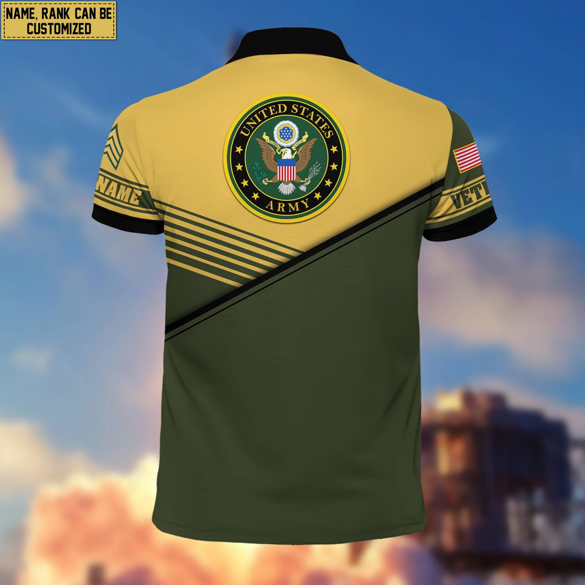 US Army Short Sleeve Polo Shirt, Custom Name, Rank Gift For US Veteran VPVC200301