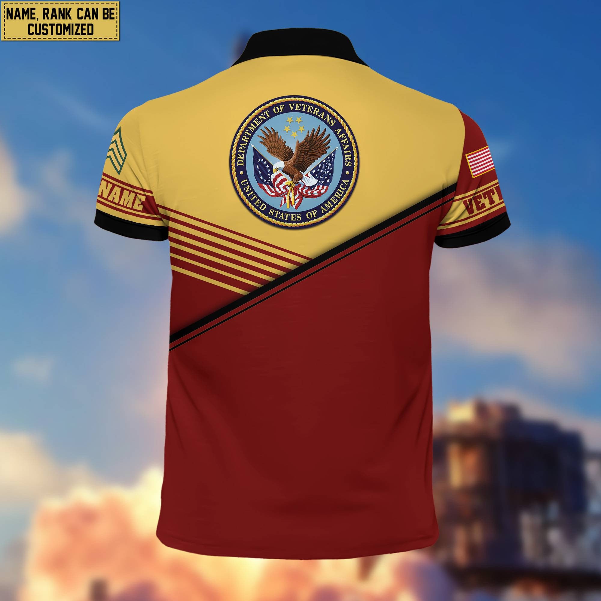 US Veteran Short Sleeve Polo Shirt, Custom Name, Rank Gift For US Veteran VPVC200307