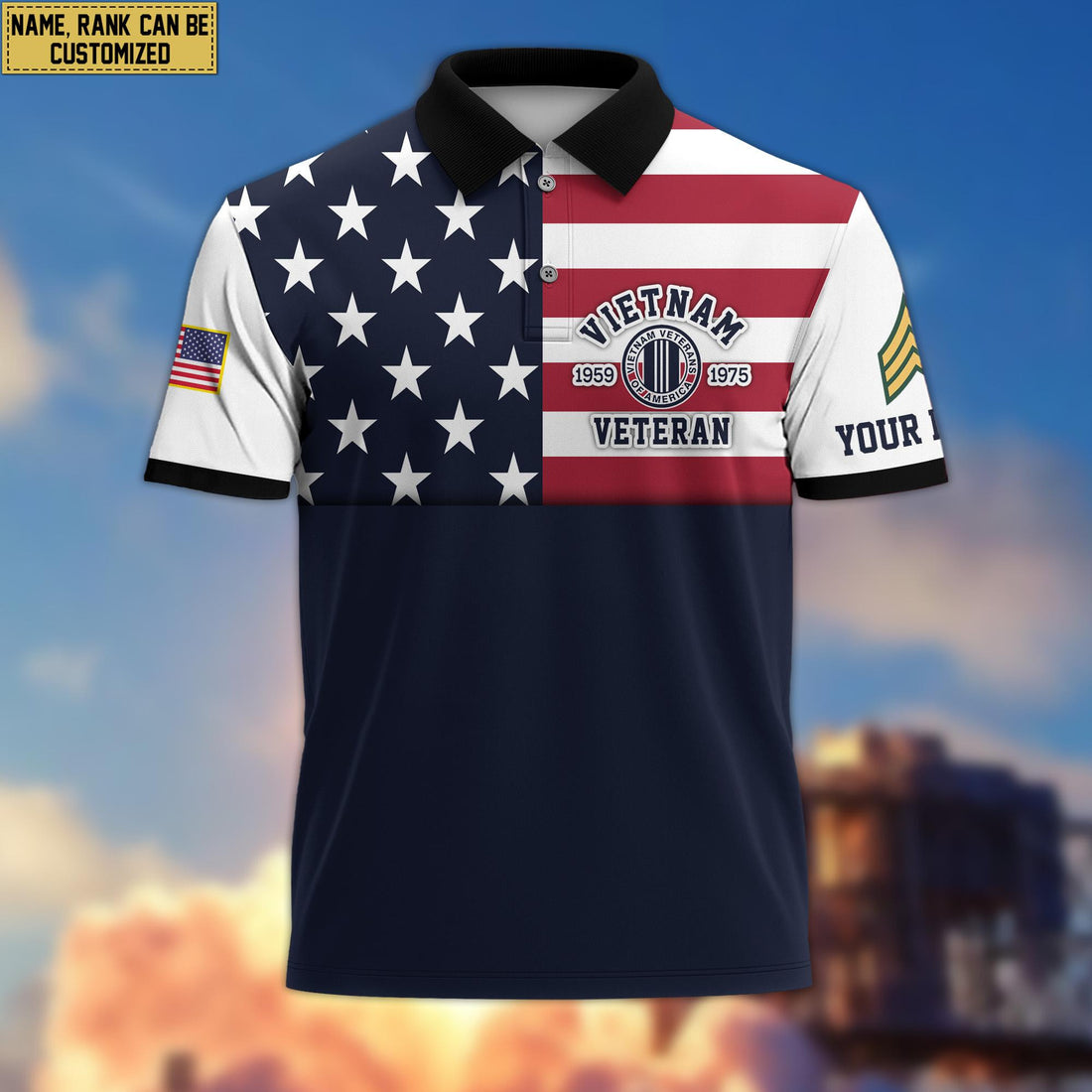 Vietnam Veteran Polo Shirt, Custom Name, Rank Gift For Vietnam Veteran VPVC200506