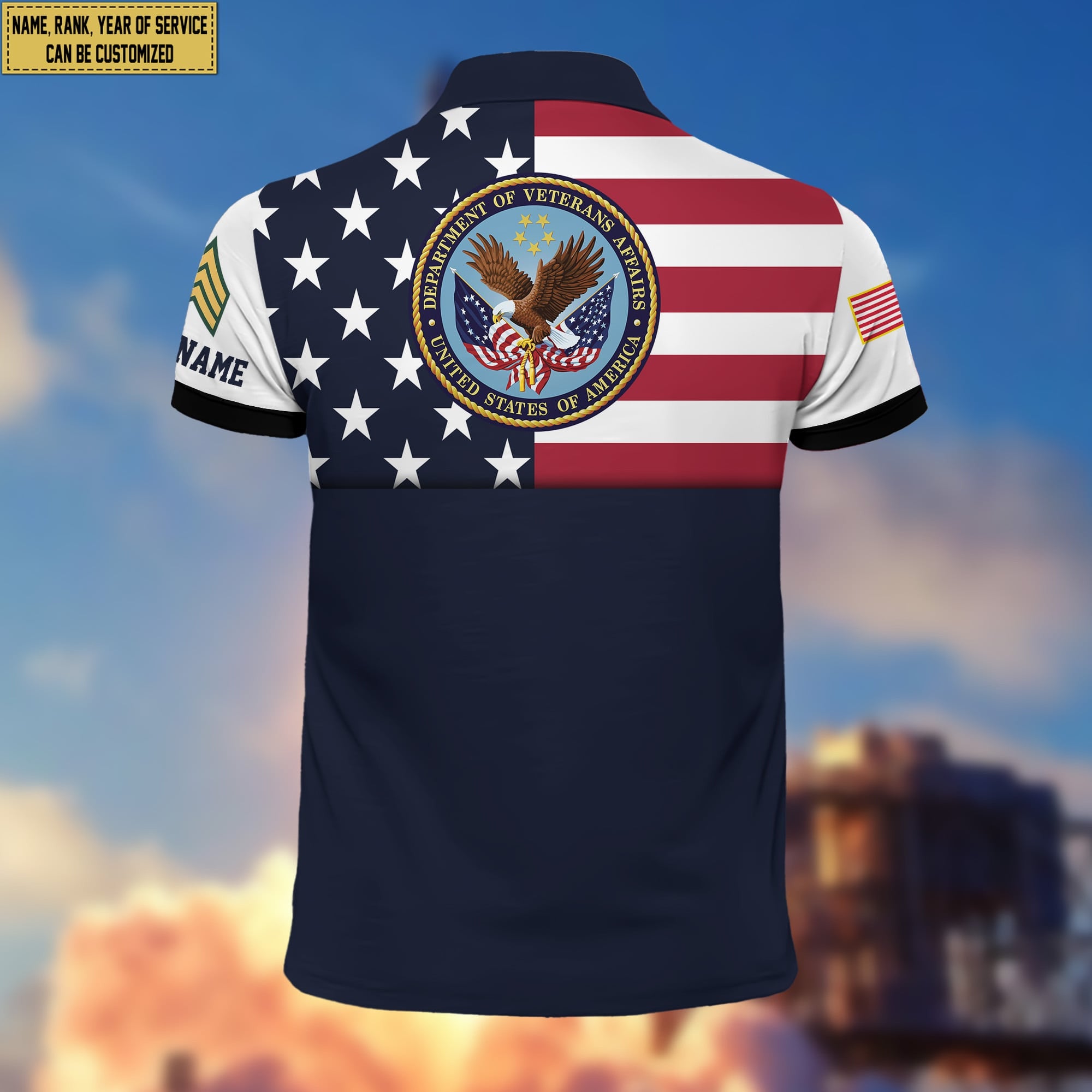 US Veteran Polo Shirt, Custom Name, Rank Gift For US Veteran VPVC200507