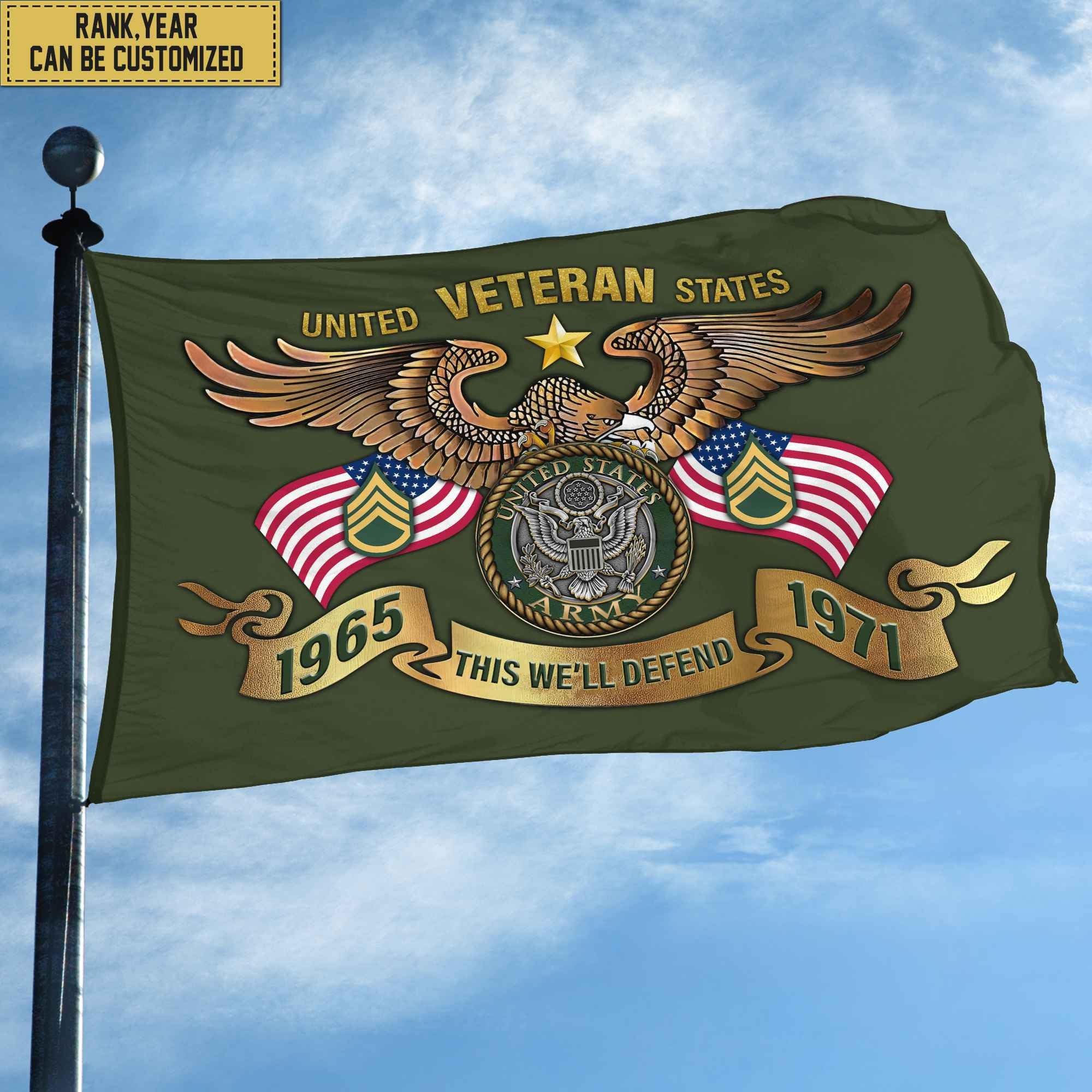 Custom US Army Veteran Grommet Flag, Gift For Army Veteran, Gift For Veterans Day, Memorial Day, Father's Day VPVC104501