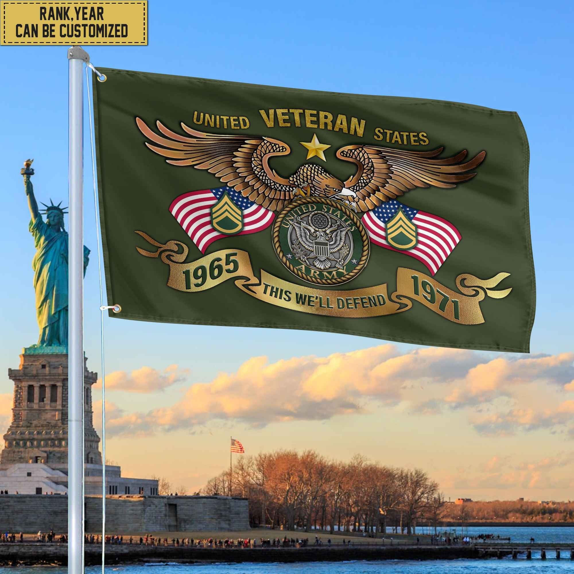 Custom US Army Veteran Grommet Flag, Gift For Army Veteran, Gift For Veterans Day, Memorial Day, Father's Day VPVC104501