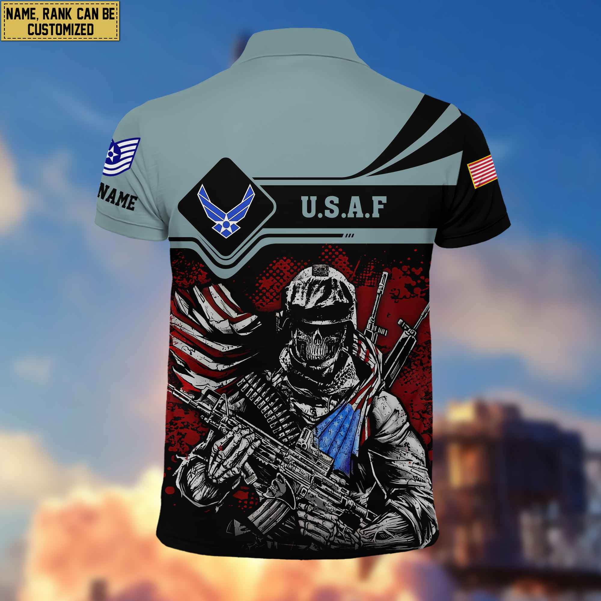 USAF Veteran Polo Shirt, Custom Name, Rank For Air Force Veteran VPVC200704