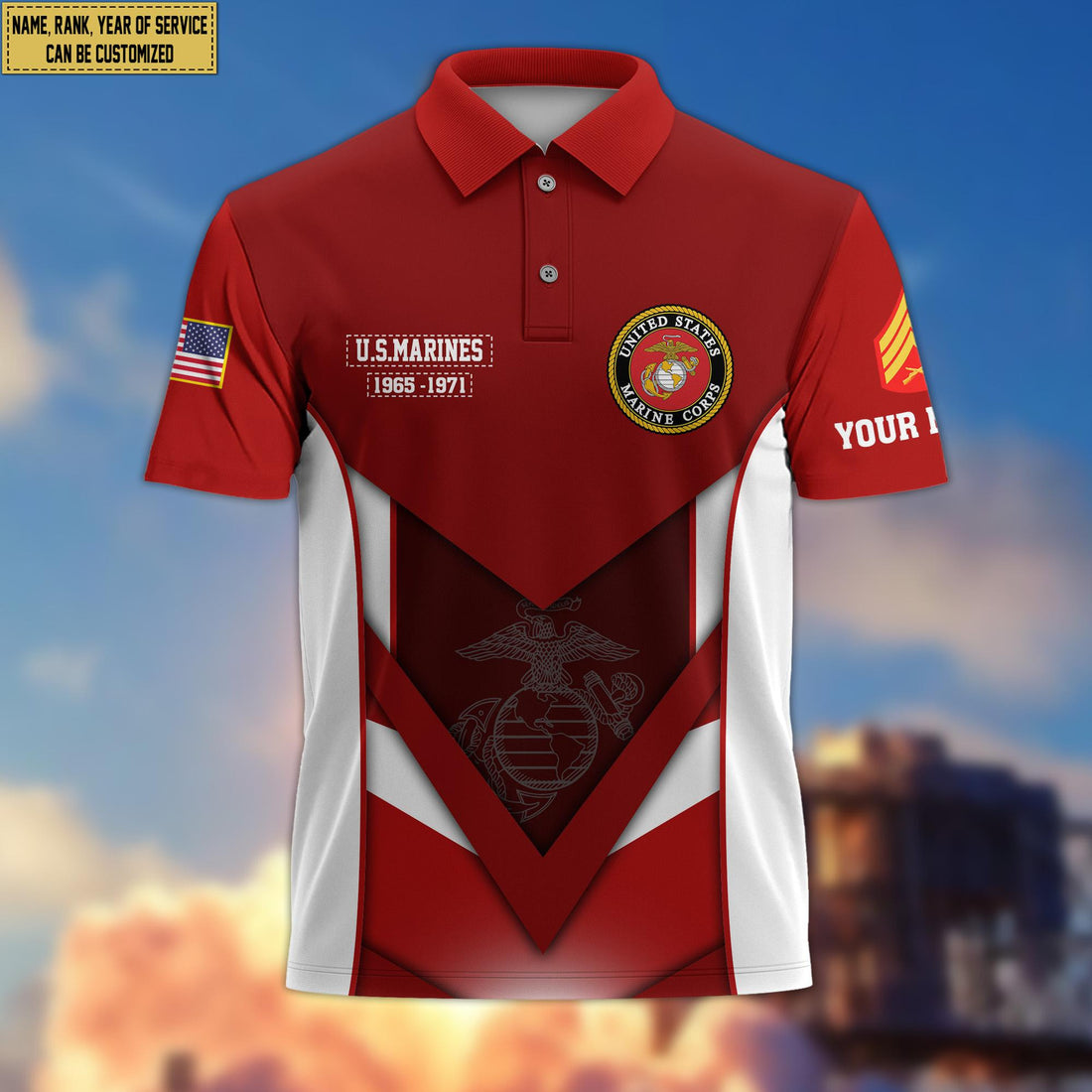 Customized USMC Veteran Polo Shirt, Gift for Grandpa Dad Husband, Gift for Marine Veteran VPVC200803