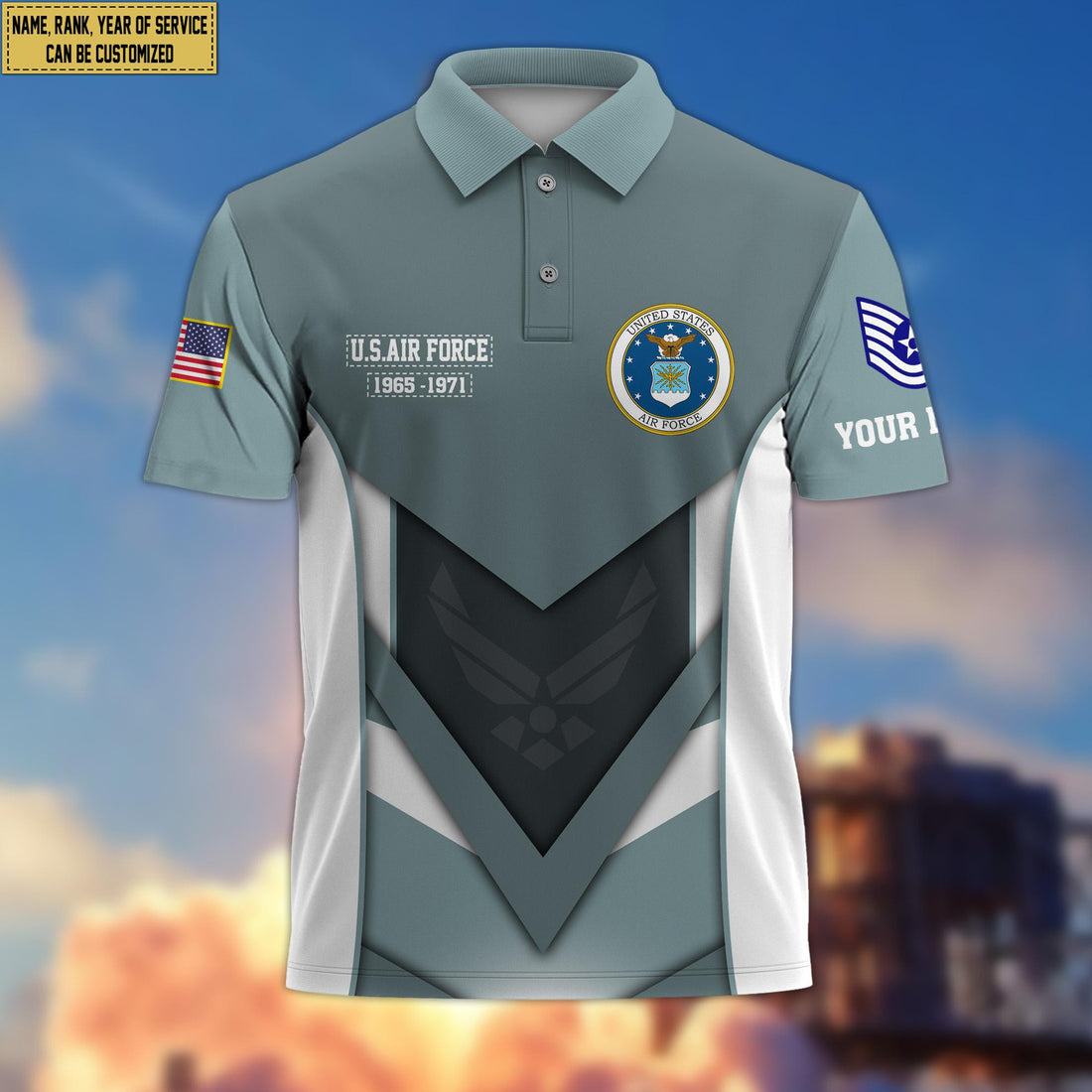 Customized USAF Veteran Polo Shirt, Gift for Grandpa Dad Husband, Gift for Air Force Veteran VPVC200804