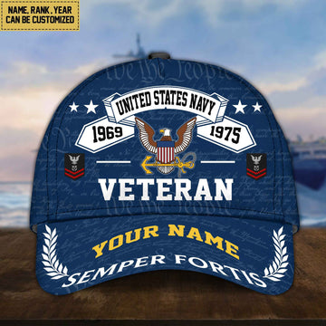 Personalized US Navy Hat - Custom Name, Rank, Gift For US Navy Veteran - Cap VPVC002102