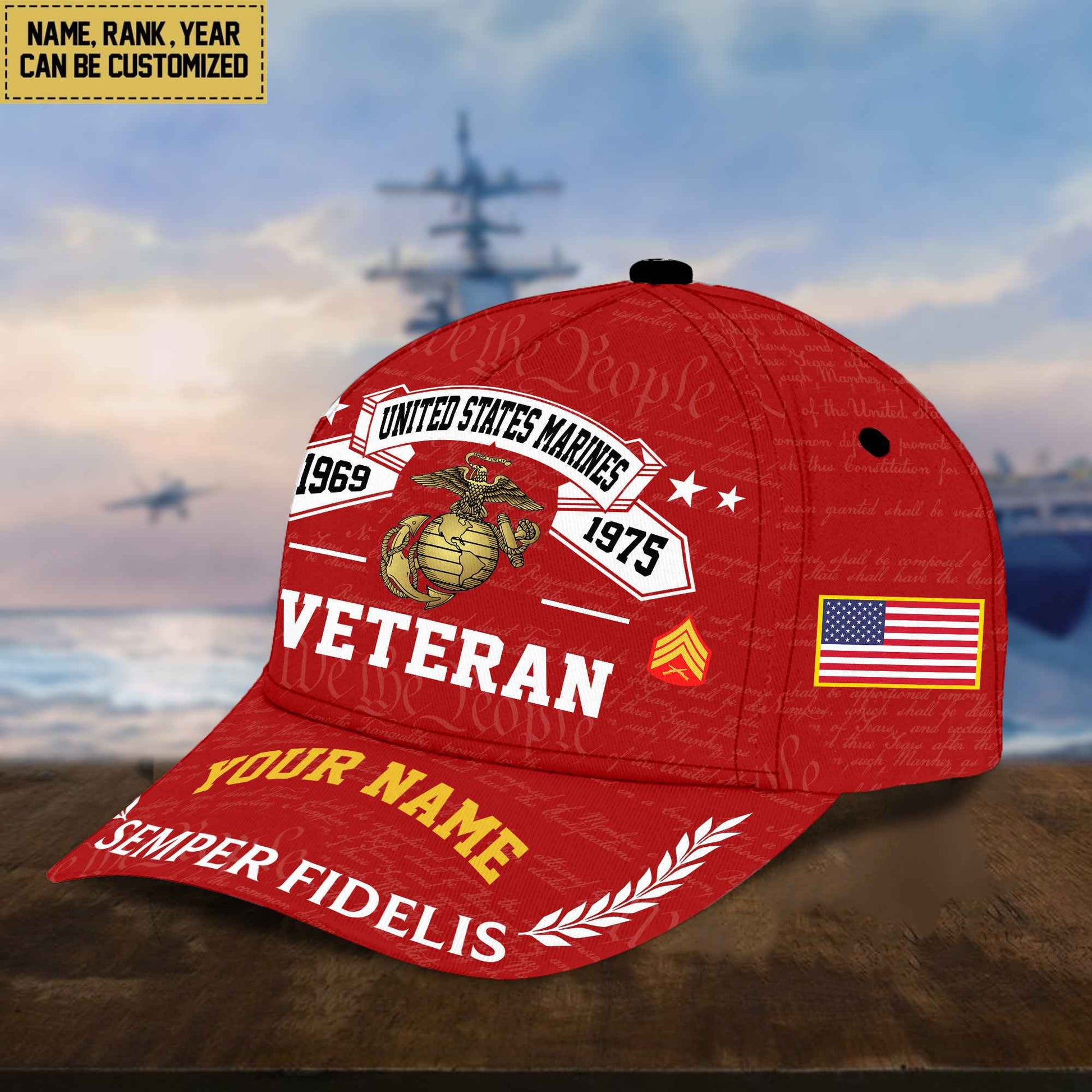 Personalized USMC Hat - Custom Name, Rank, Gift For US Marine Veteran - Cap VPVC002103