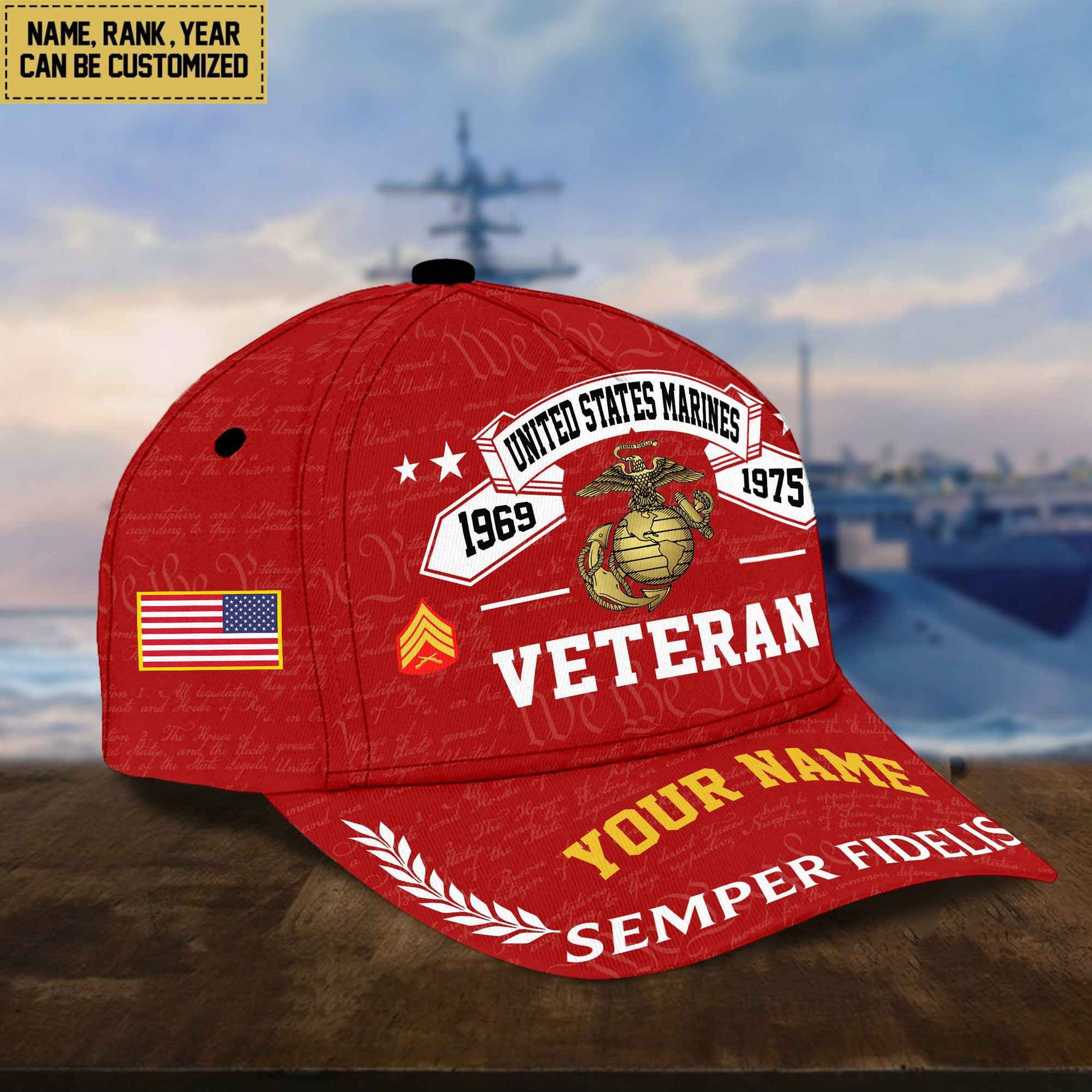 Personalized USMC Hat - Custom Name, Rank, Gift For US Marine Veteran - Cap VPVC002103