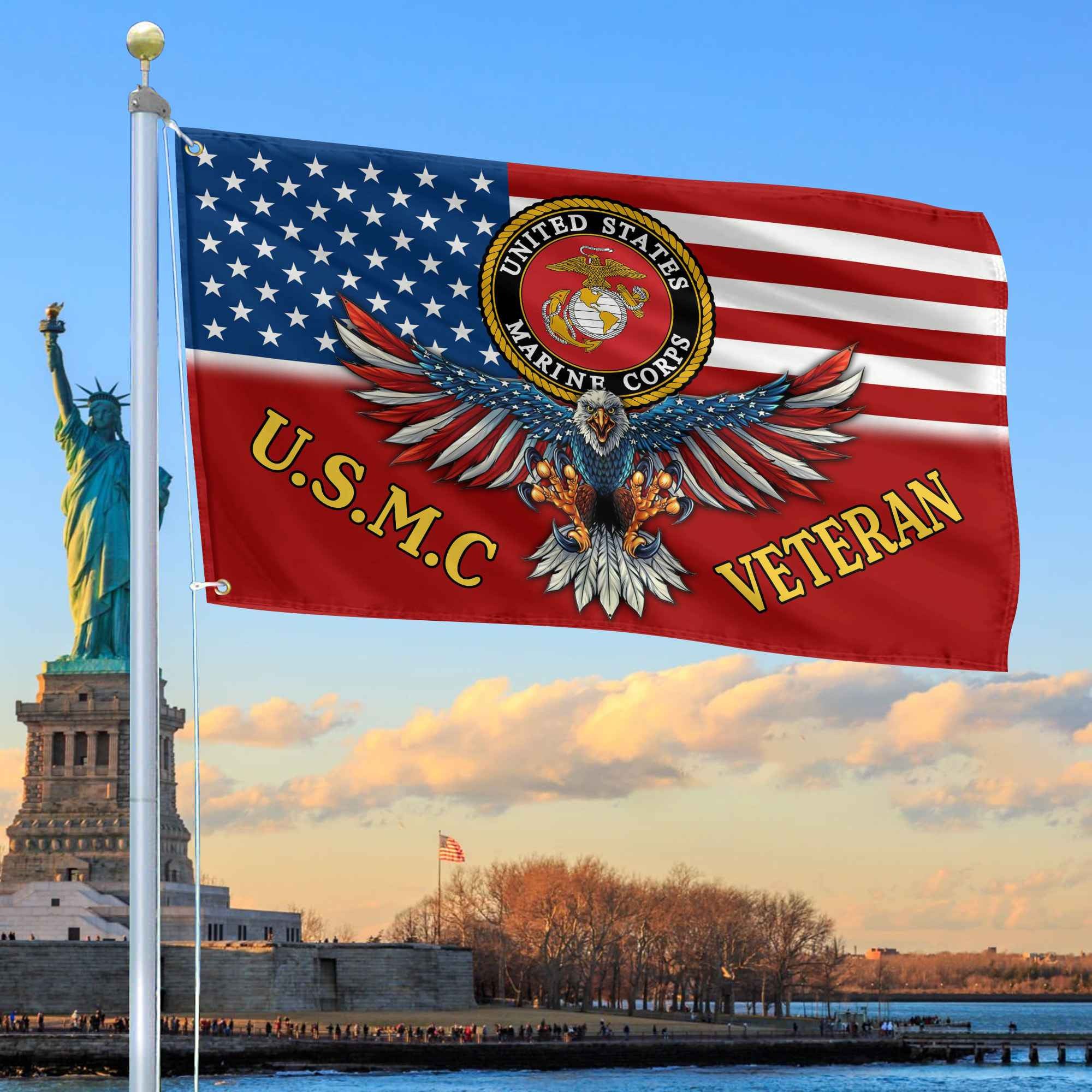 Unique U.S.M.C Veteran Grommet Flag, Gift For Marine Veteran VPVC104603