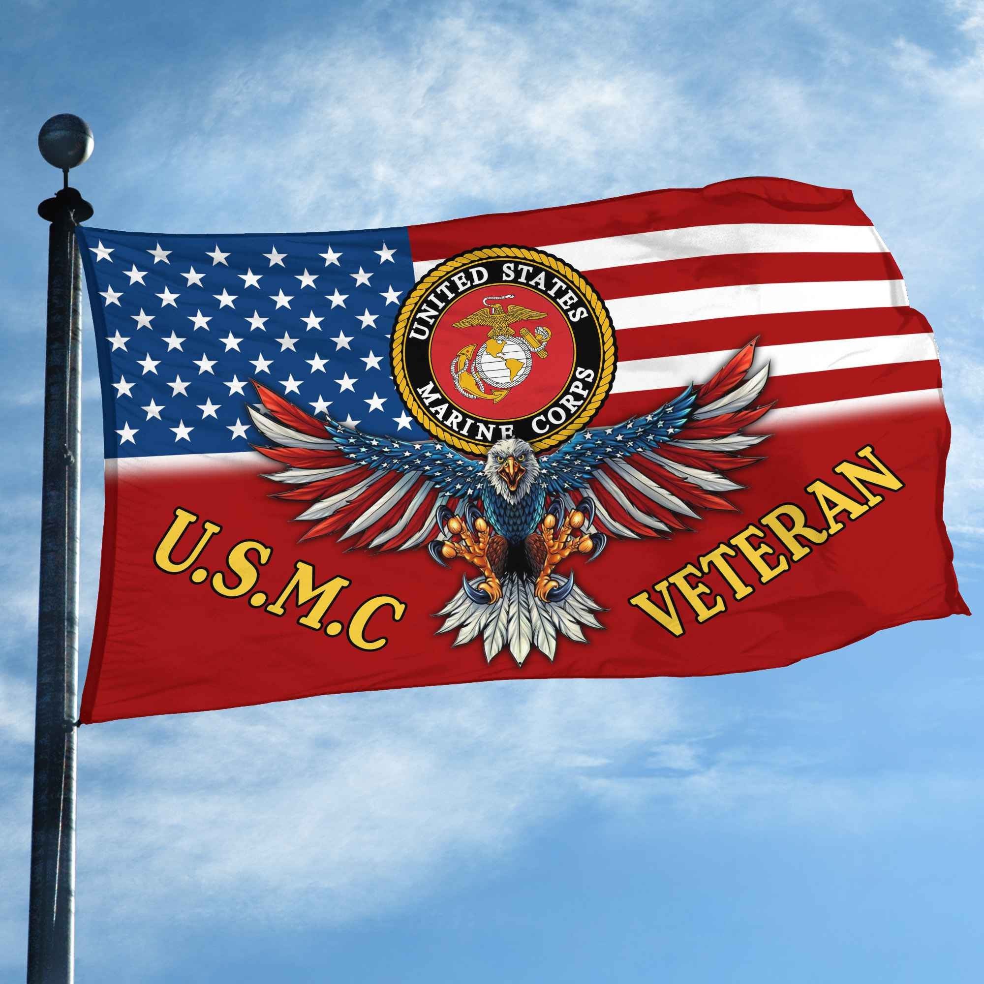 Unique U.S.M.C Veteran Grommet Flag, Gift For Marine Veteran VPVC104603