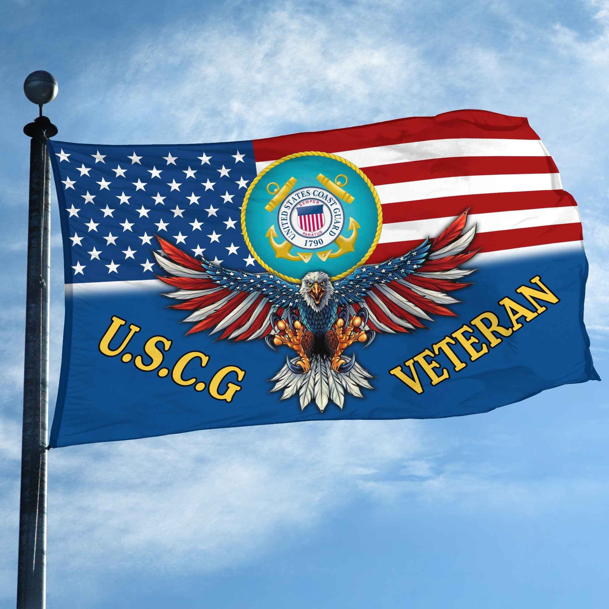 Unique U.S.C.G Veteran Grommet Flag, Gift For Coast Guard Veteran VPVC104605