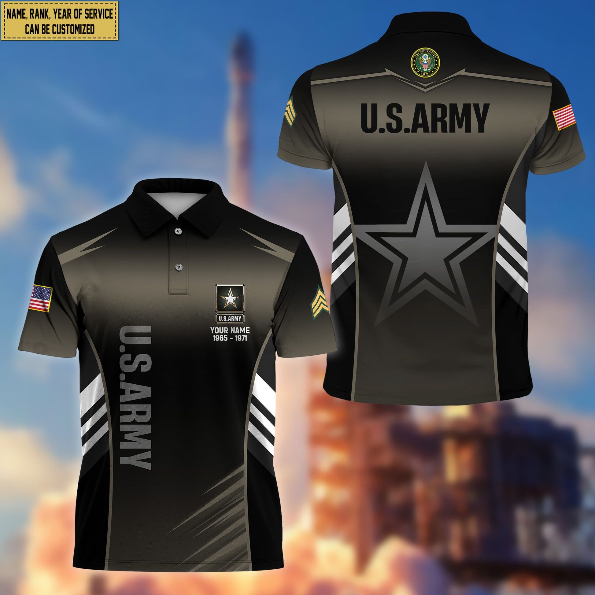 US Army Polo Shirt, Gift for Grandpa Dad Husband, Gift for Army Veteran VPVC200901