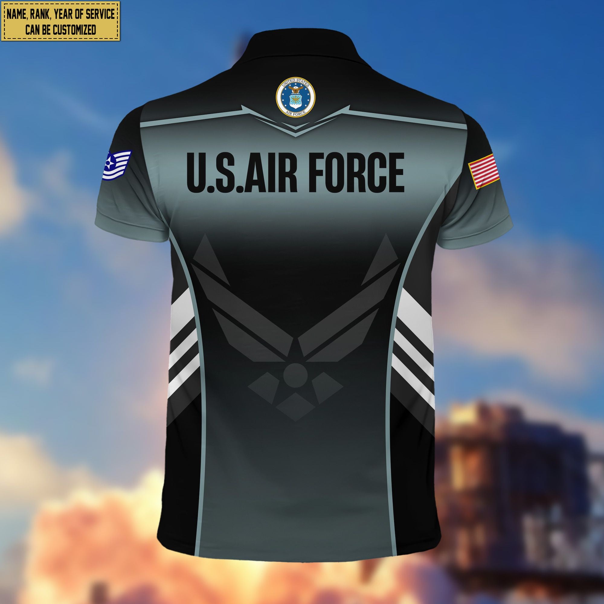 USAF Polo Shirt, Gift for Grandpa Dad Husband, Gift for Air Force Veteran VPVC200904