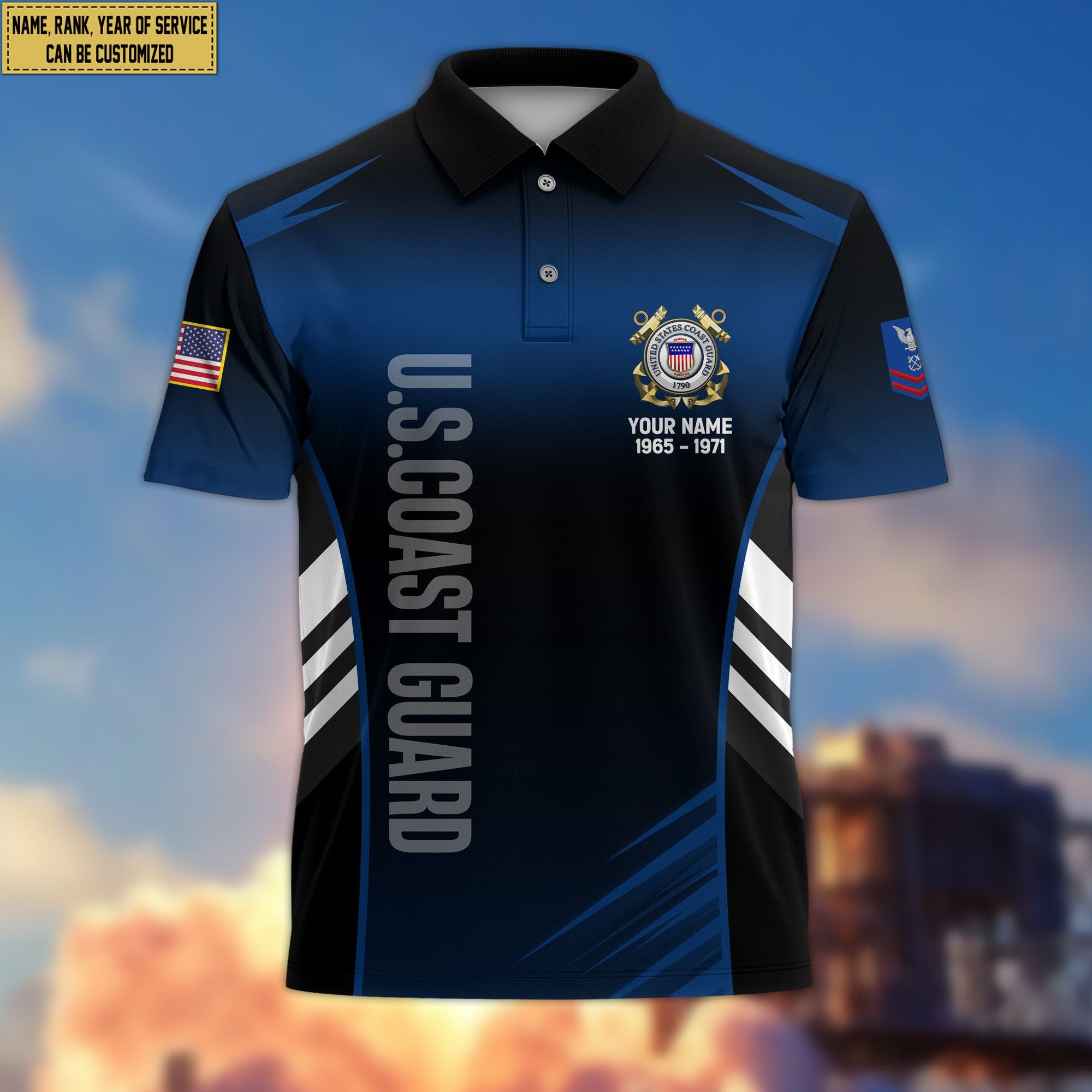USCG Polo Shirt, Gift for Grandpa Dad Husband, Gift for Coast Guard Veteran VPVC200905