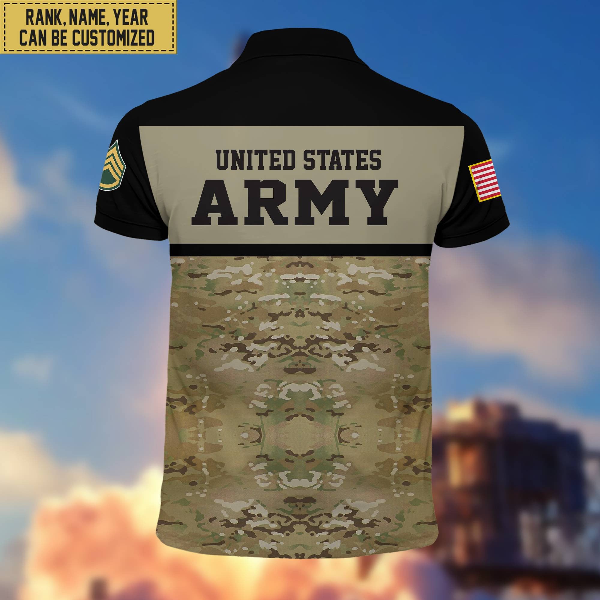 Unique Custom US Army Polo Shirt, Custom Name, Rank, Gift for Army Veteran, Veterans Day, Father's Day VPVC201601