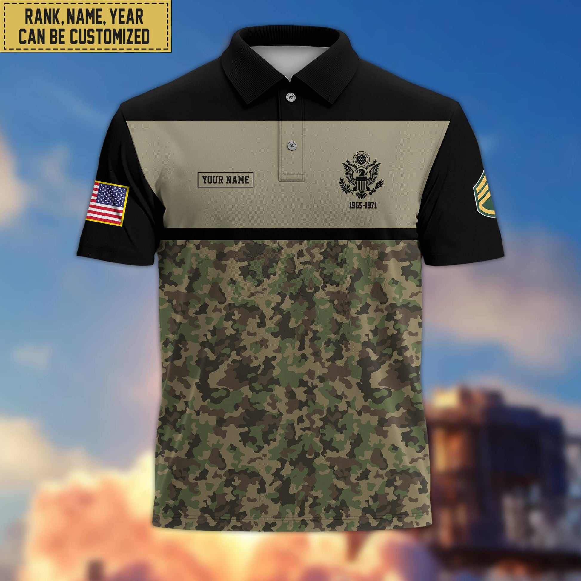 Unique Custom US Army Polo Shirt, Custom Name, Rank, Gift for Army Veteran, Veterans Day, Father's Day VPVC201601