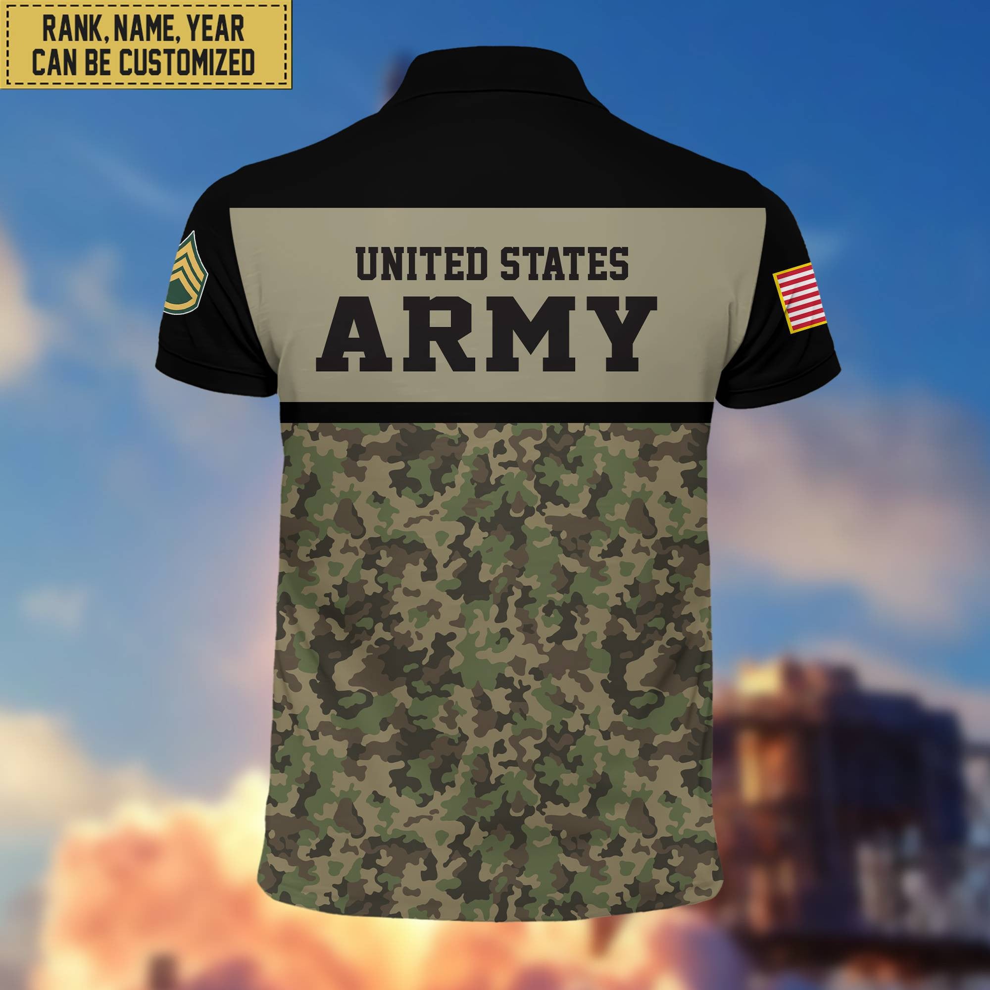 Unique Custom US Army Polo Shirt, Custom Name, Rank, Gift for Army Veteran, Veterans Day, Father's Day VPVC201601