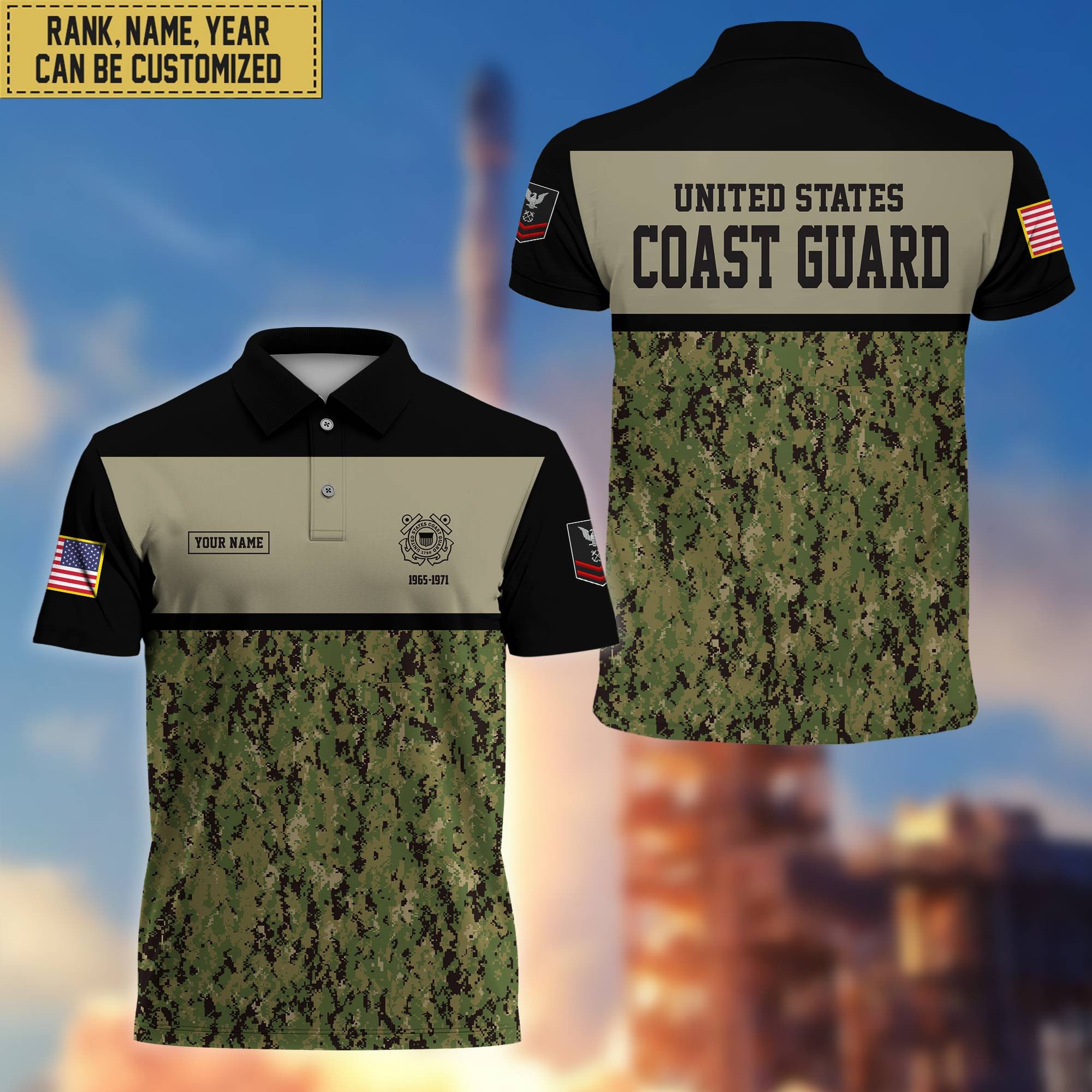 Unique Custom USCG Polo Shirt, Custom Name, Rank, Gift for Coast Guard Veteran, Veterans Day, Father's Day VPVC201605