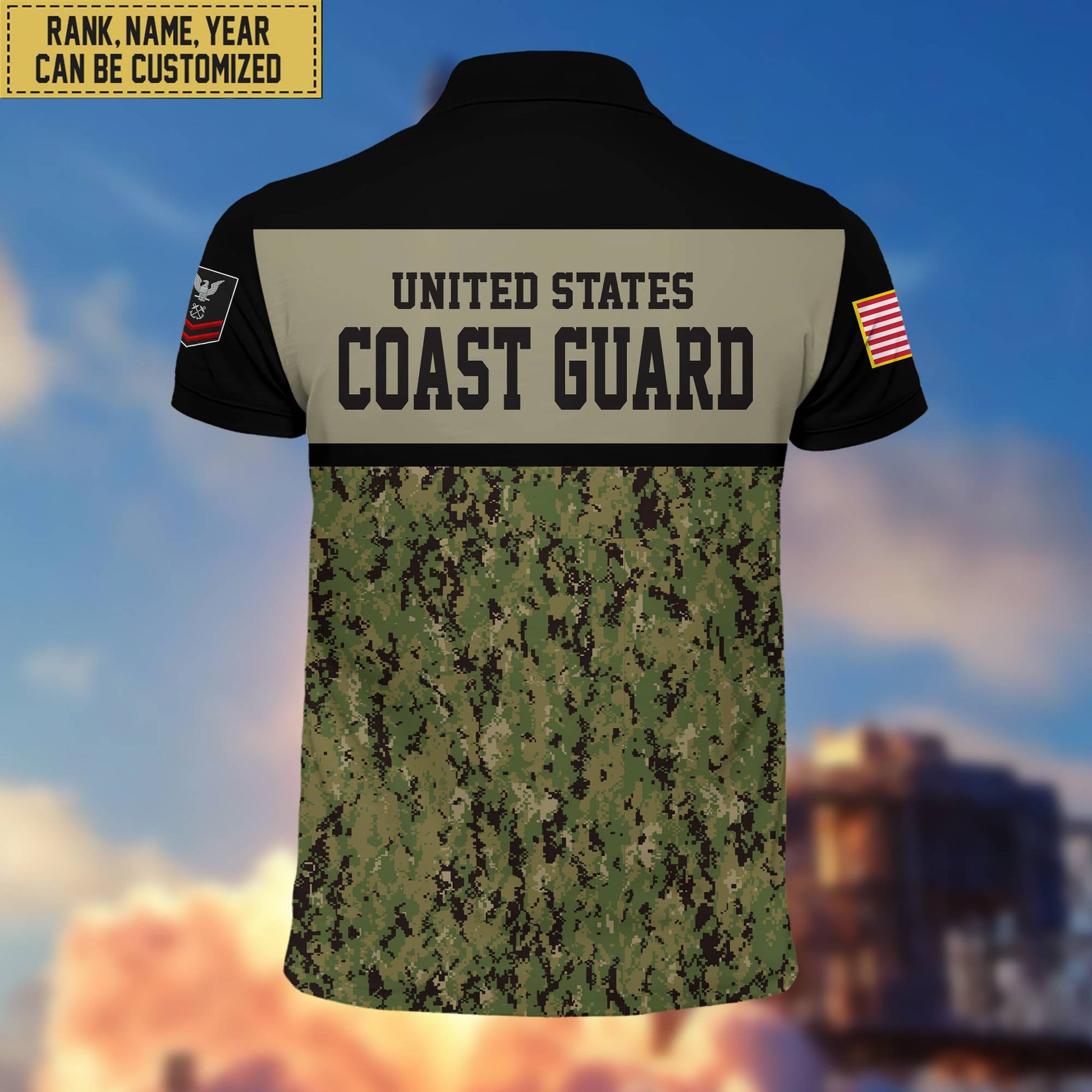 Unique Custom USCG Polo Shirt, Custom Name, Rank, Gift for Coast Guard Veteran, Veterans Day, Father's Day VPVC201605