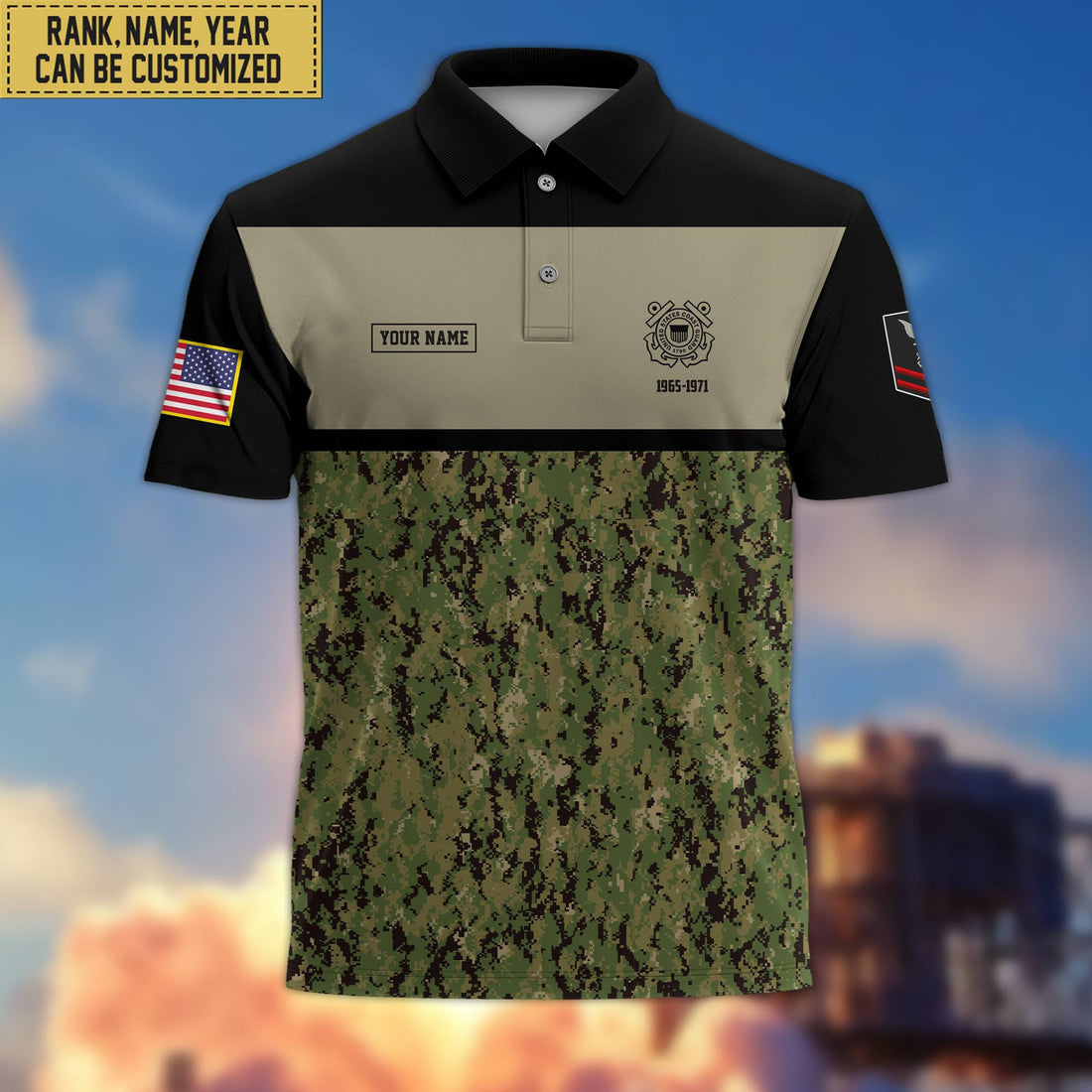 Unique Custom USCG Polo Shirt, Custom Name, Rank, Gift for Coast Guard Veteran, Veterans Day, Father's Day VPVC201605