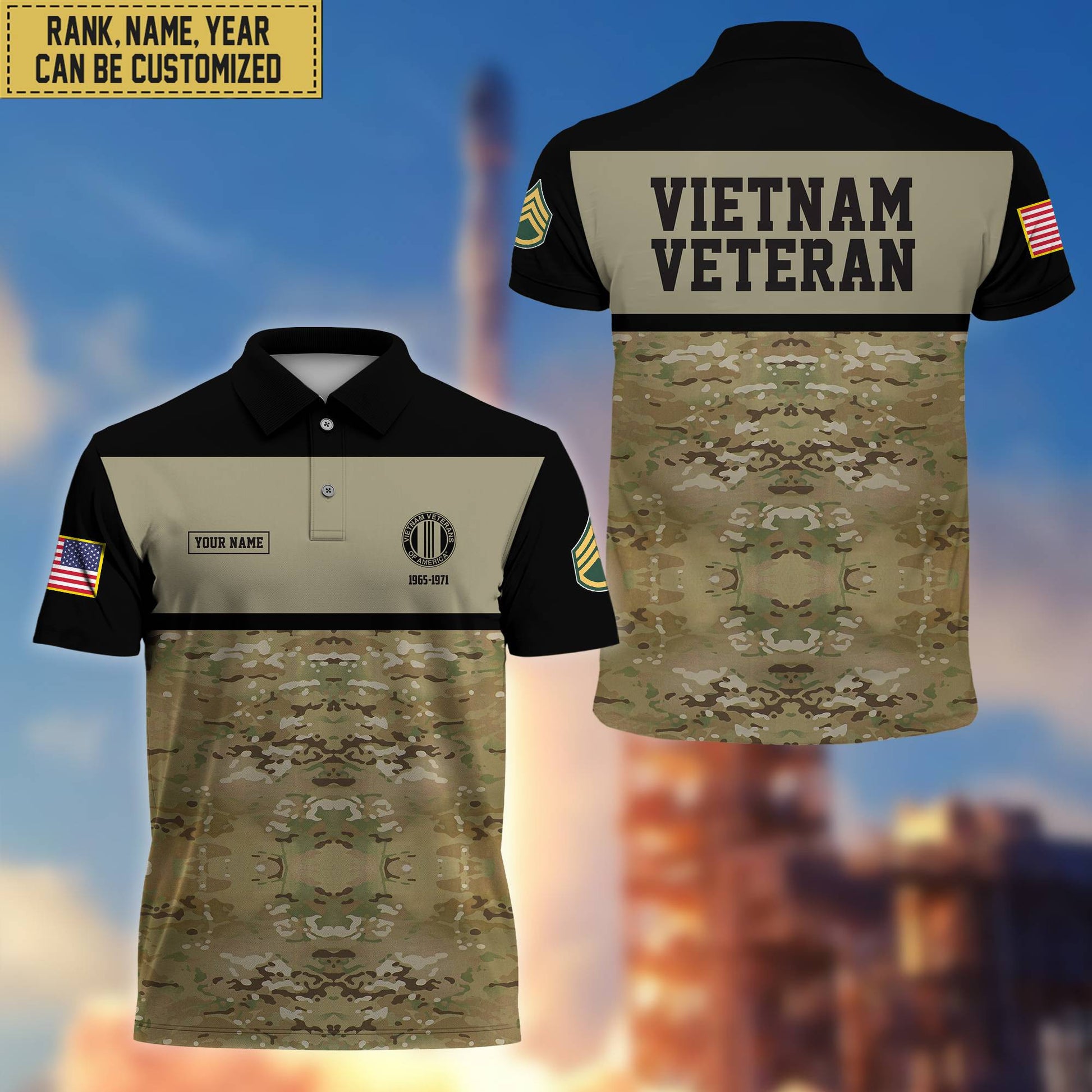 Unique Custom Vietnam Veteran Polo Shirt, Custom Name, Rank, Gift for Vietnam Veteran, Veterans Day, Father's Day VPVC201606