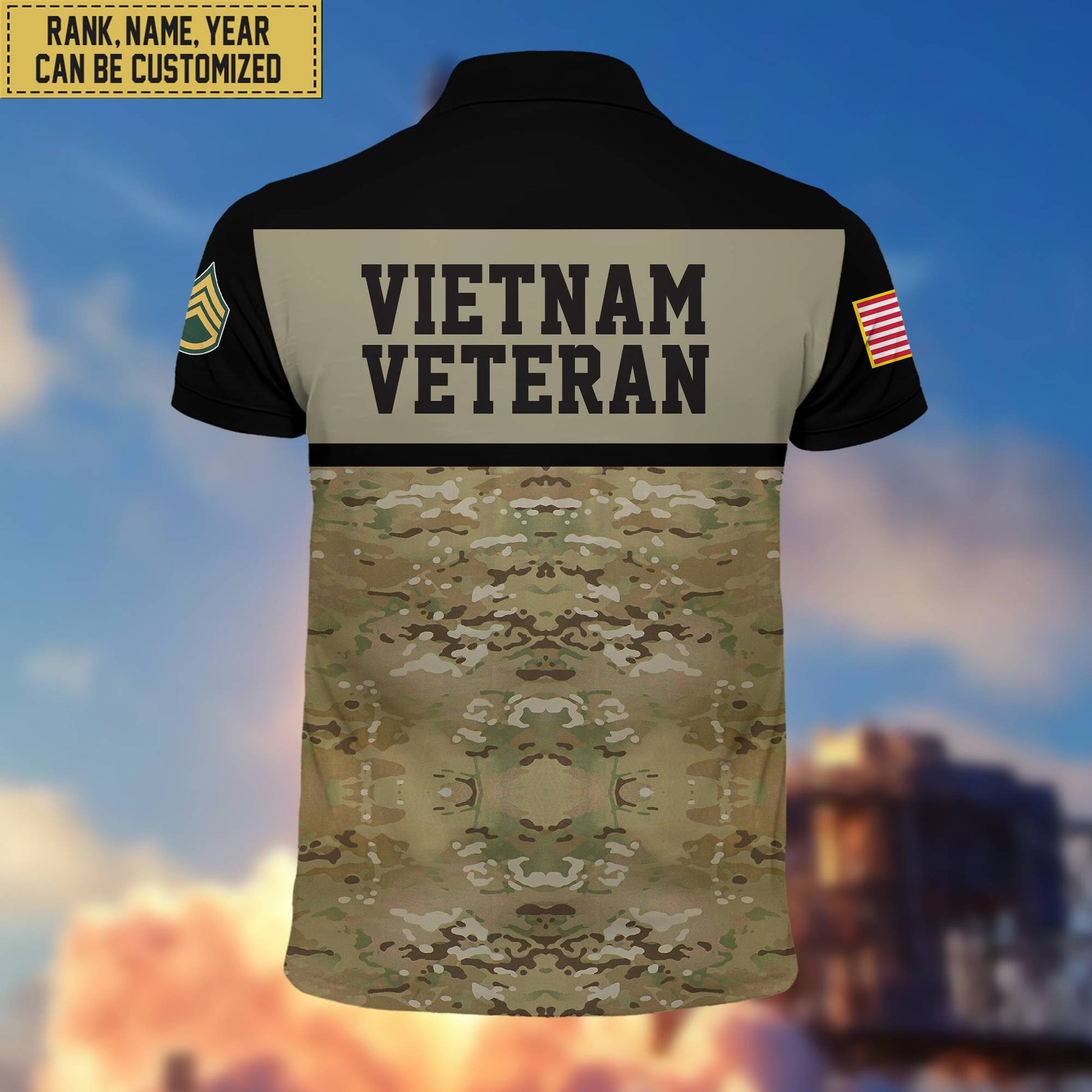 Unique Custom Vietnam Veteran Polo Shirt, Custom Name, Rank, Gift for Vietnam Veteran, Veterans Day, Father's Day VPVC201606
