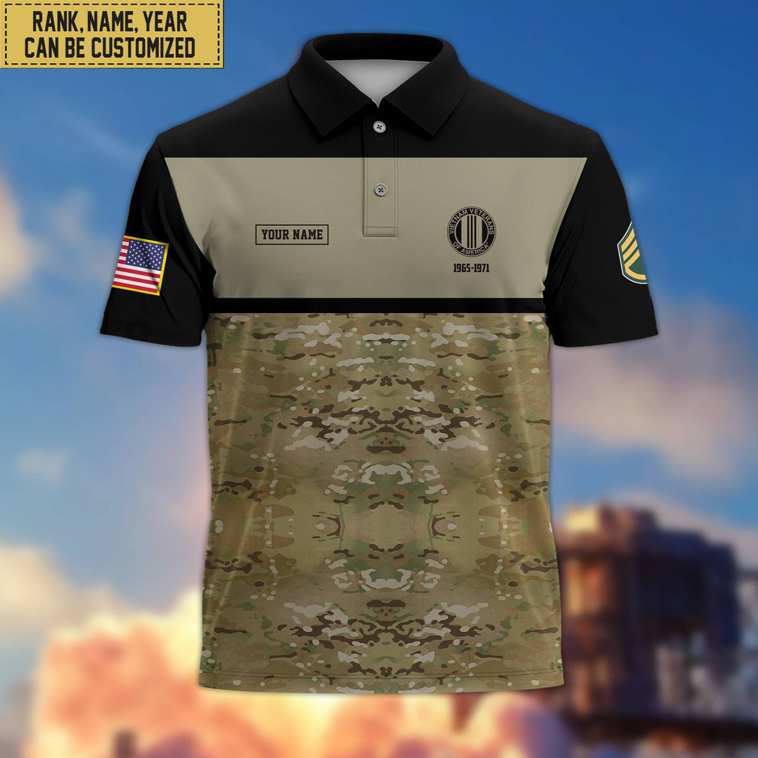 Unique Custom Vietnam Veteran Polo Shirt, Custom Name, Rank, Gift for Vietnam Veteran, Veterans Day, Father's Day VPVC201606