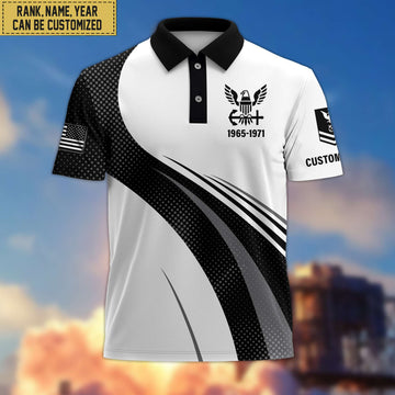 Unique Custom US Navy Polo Shirt, Custom Name, Rank, Gift for Navy Veteran, Veterans Day, Father's Day VPVC201702