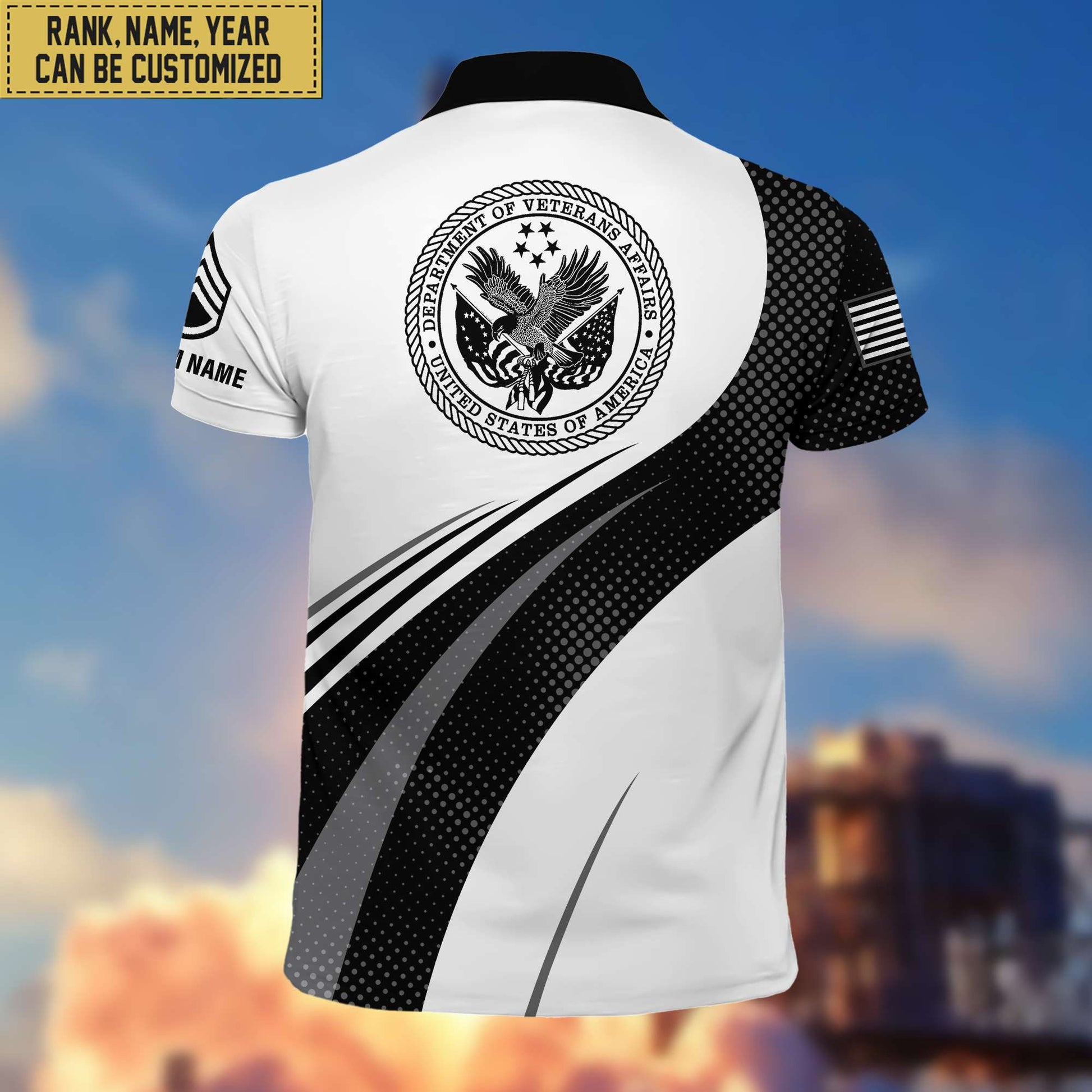 Unique Custom US Veteran Polo Shirt, Custom Name, Rank, Gift for US Veteran, Veterans Day, Father's Day VPVC201707