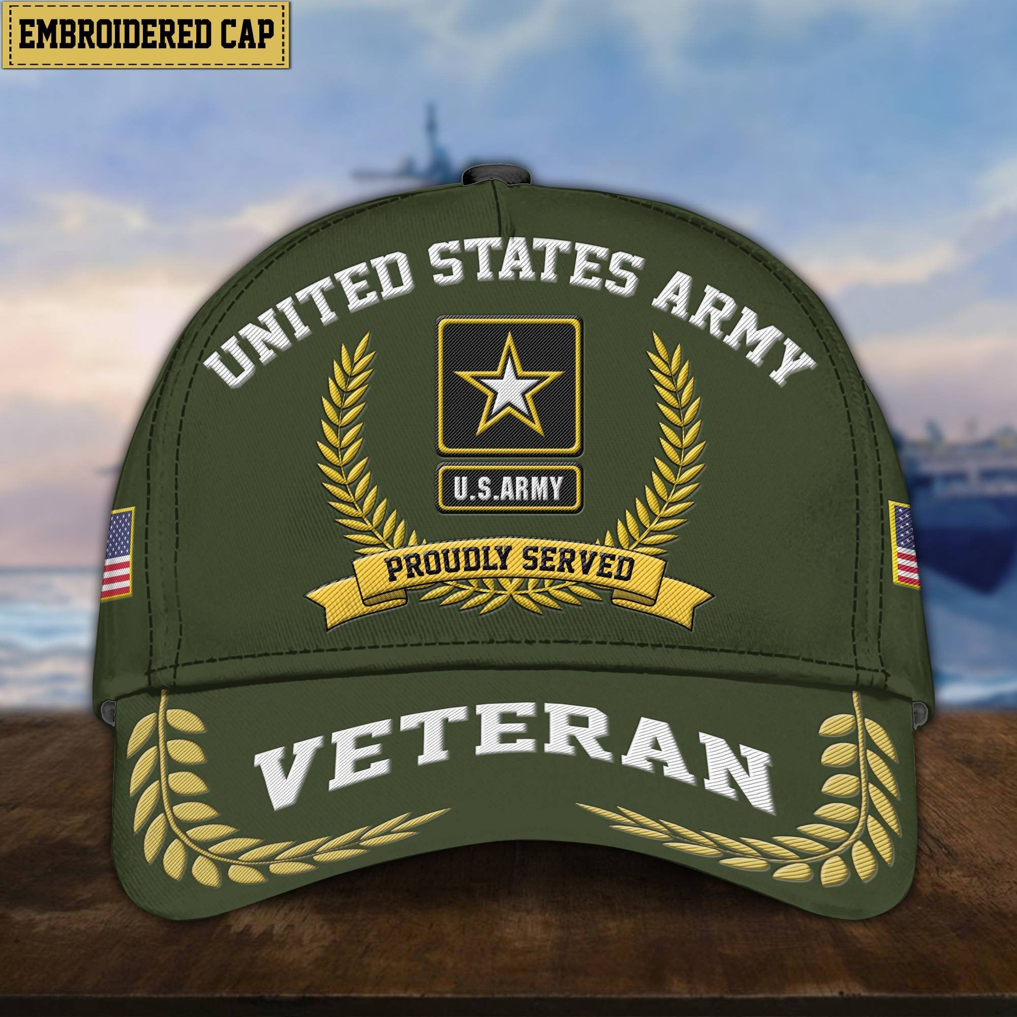 Premium US Veterans Embroidered Cap, Gift For Army Veteran, Navy Veteran, Marine Veteran, Air Force Veteran, Coast Guard Veteran, Vietnam Veteran APVC110602