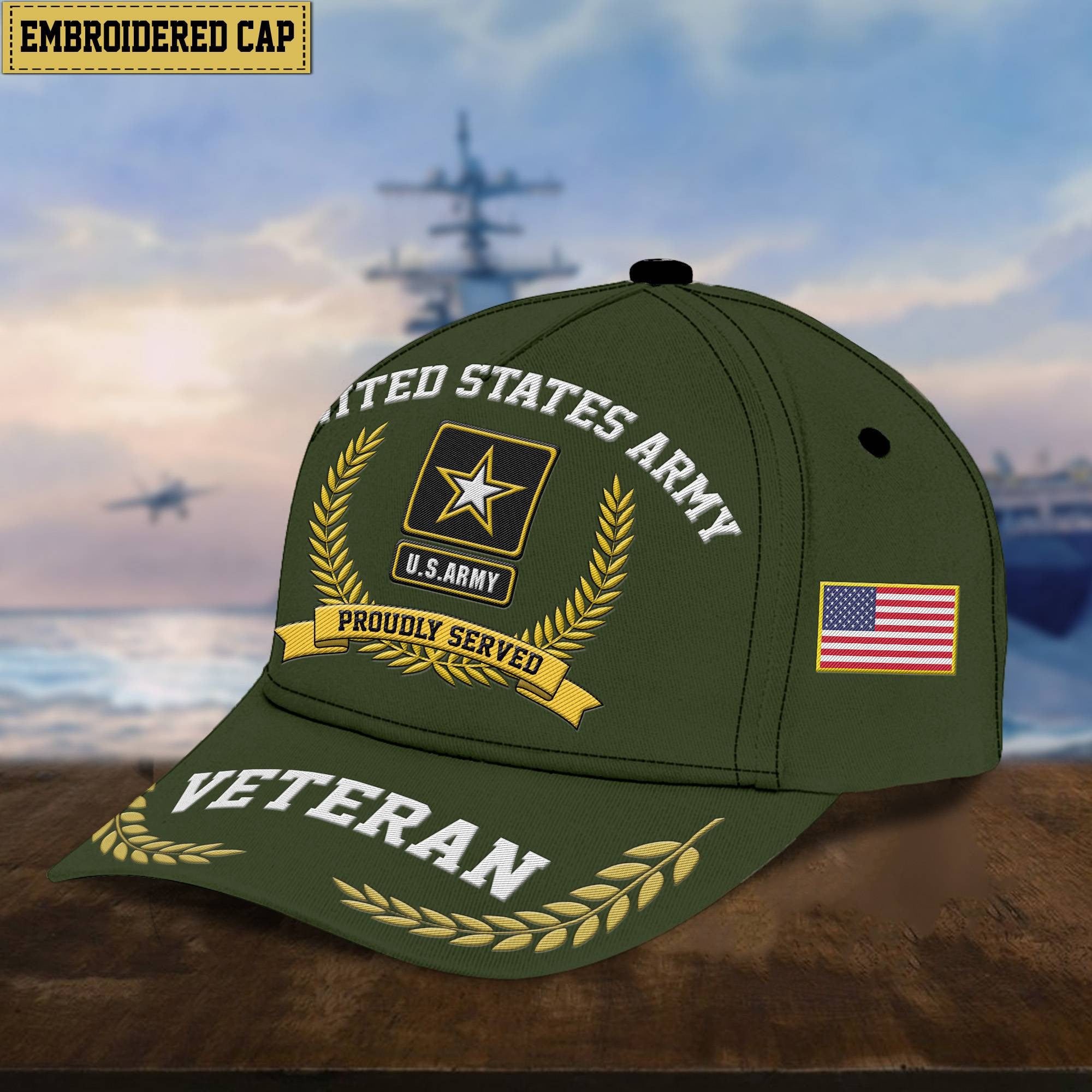 Premium US Veterans Embroidered Cap, Gift For Army Veteran, Navy Veteran, Marine Veteran, Air Force Veteran, Coast Guard Veteran, Vietnam Veteran APVC110602