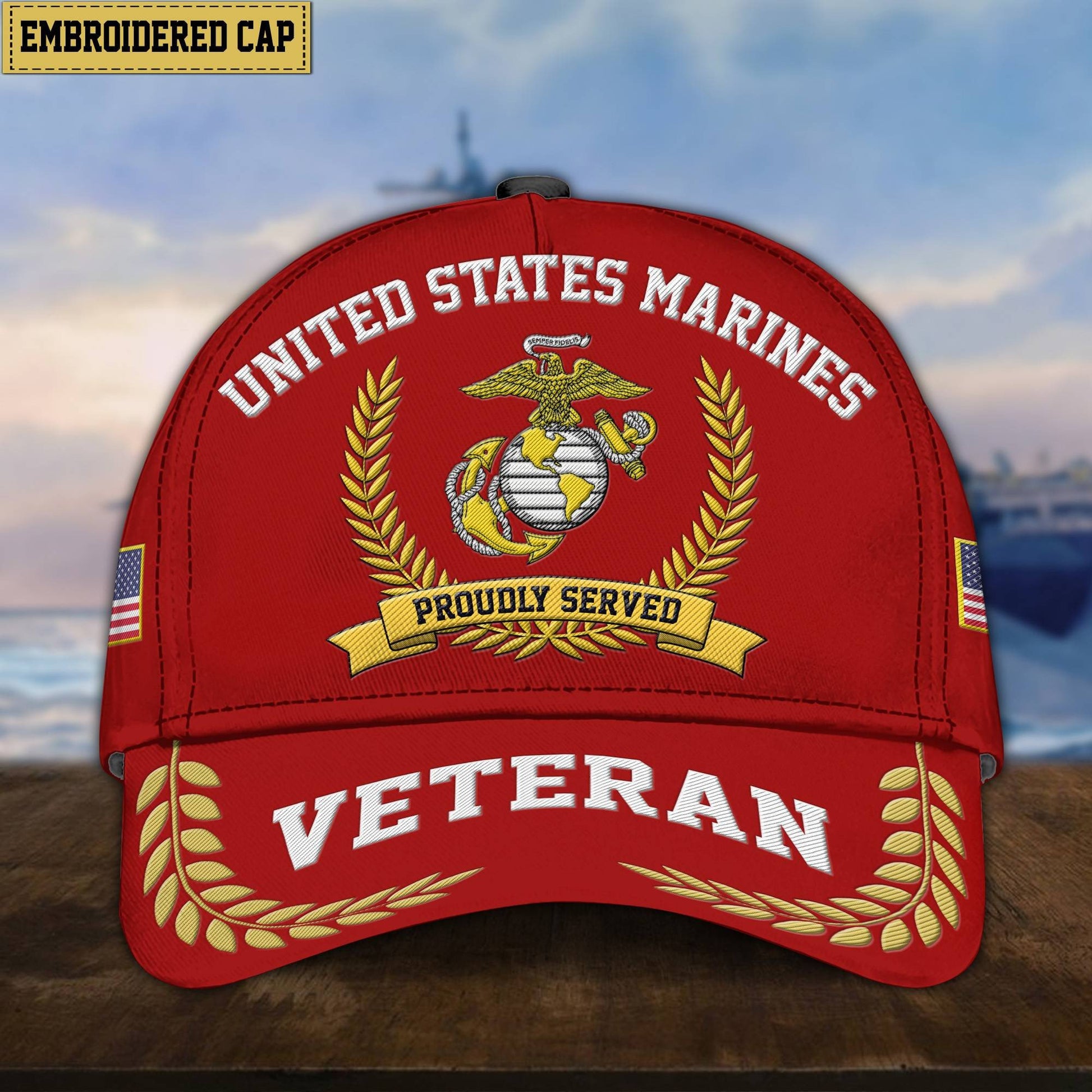 Premium US Veterans Embroidered Cap, Gift For Army Veteran, Navy Veteran, Marine Veteran, Air Force Veteran, Coast Guard Veteran, Vietnam Veteran APVC110602
