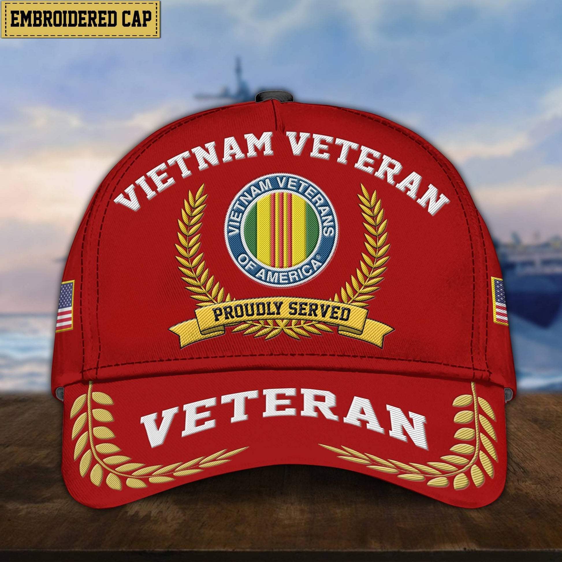 Premium US Veterans Embroidered Cap, Gift For Army Veteran, Navy Veteran, Marine Veteran, Air Force Veteran, Coast Guard Veteran, Vietnam Veteran APVC110602
