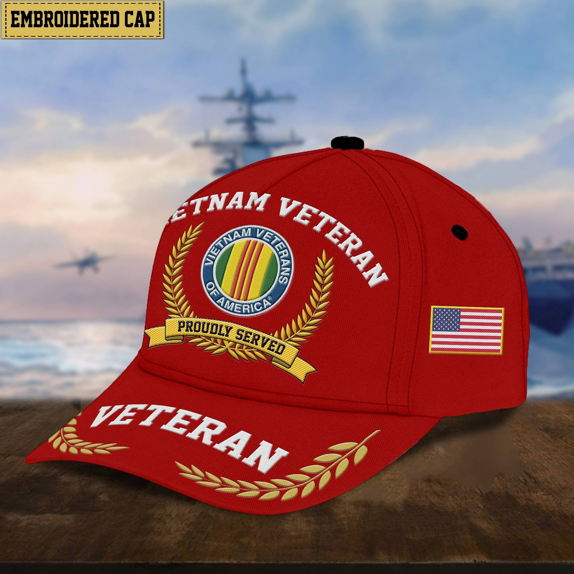 Premium US Veterans Embroidered Cap, Gift For Army Veteran, Navy Veteran, Marine Veteran, Air Force Veteran, Coast Guard Veteran, Vietnam Veteran APVC110602