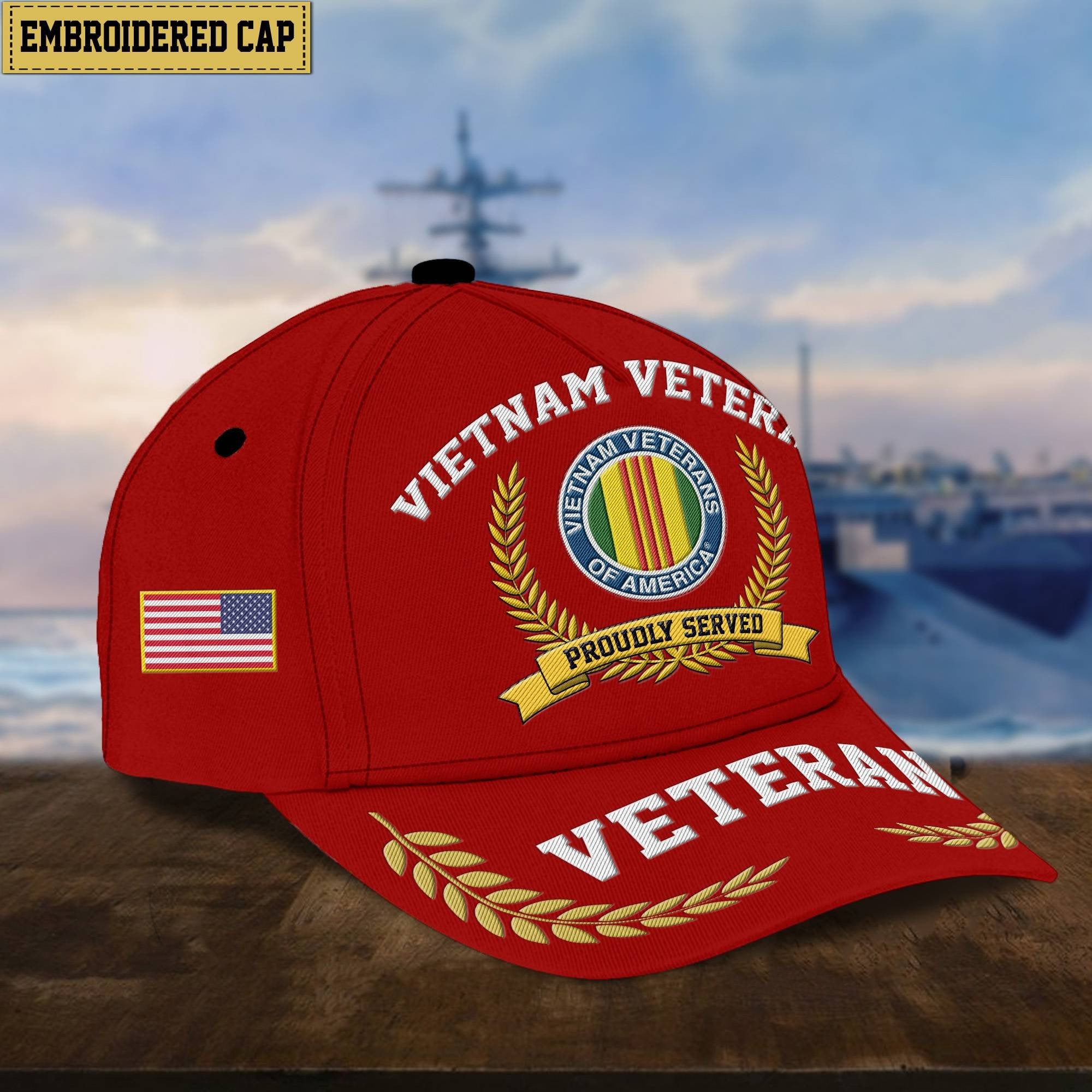 Premium US Veterans Embroidered Cap, Gift For Army Veteran, Navy Veteran, Marine Veteran, Air Force Veteran, Coast Guard Veteran, Vietnam Veteran APVC110602